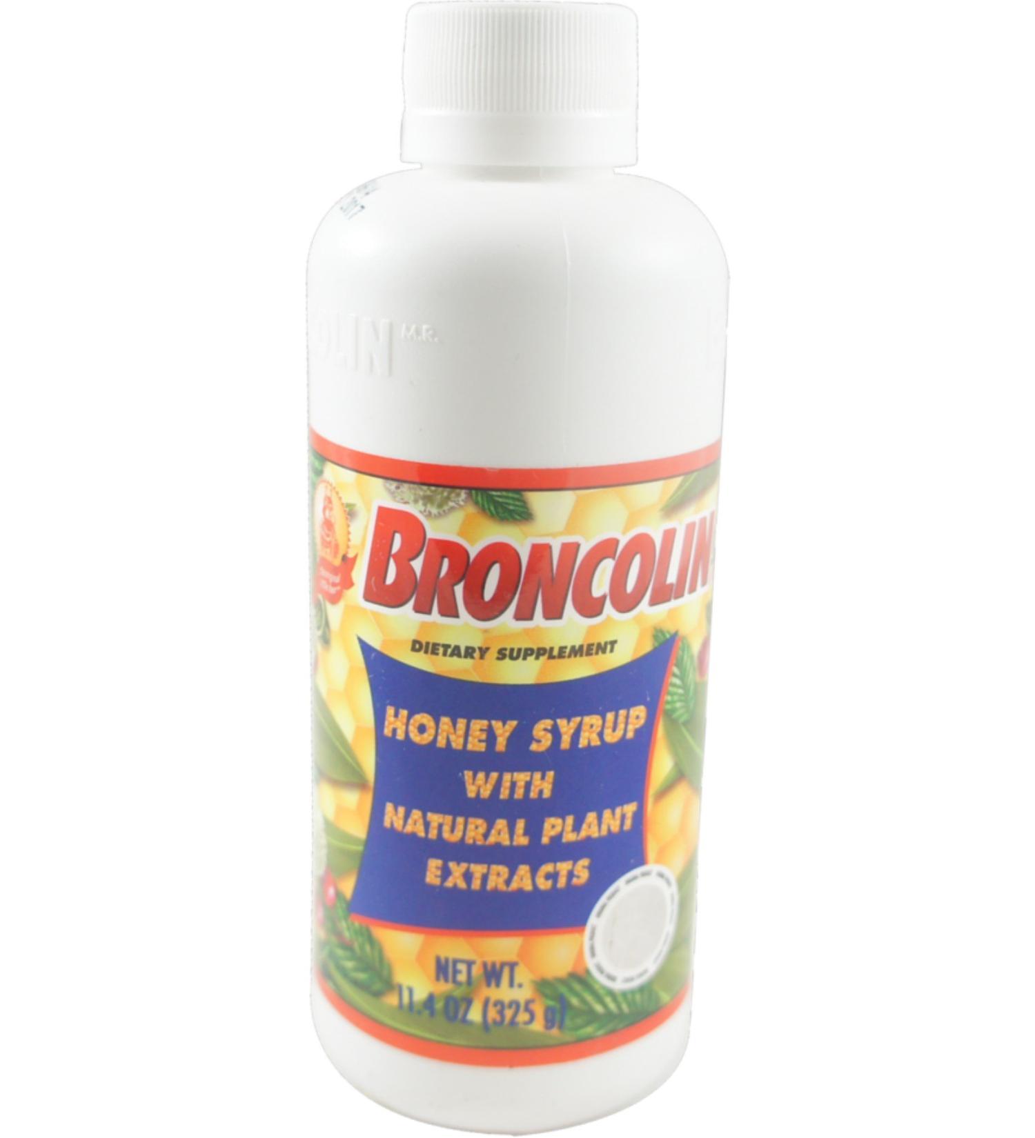Broncolin Honey Cough Relief Syrup with Natural Plant Extracts Dietary Supplement Regular 11.4 oz (Pack of 2)
