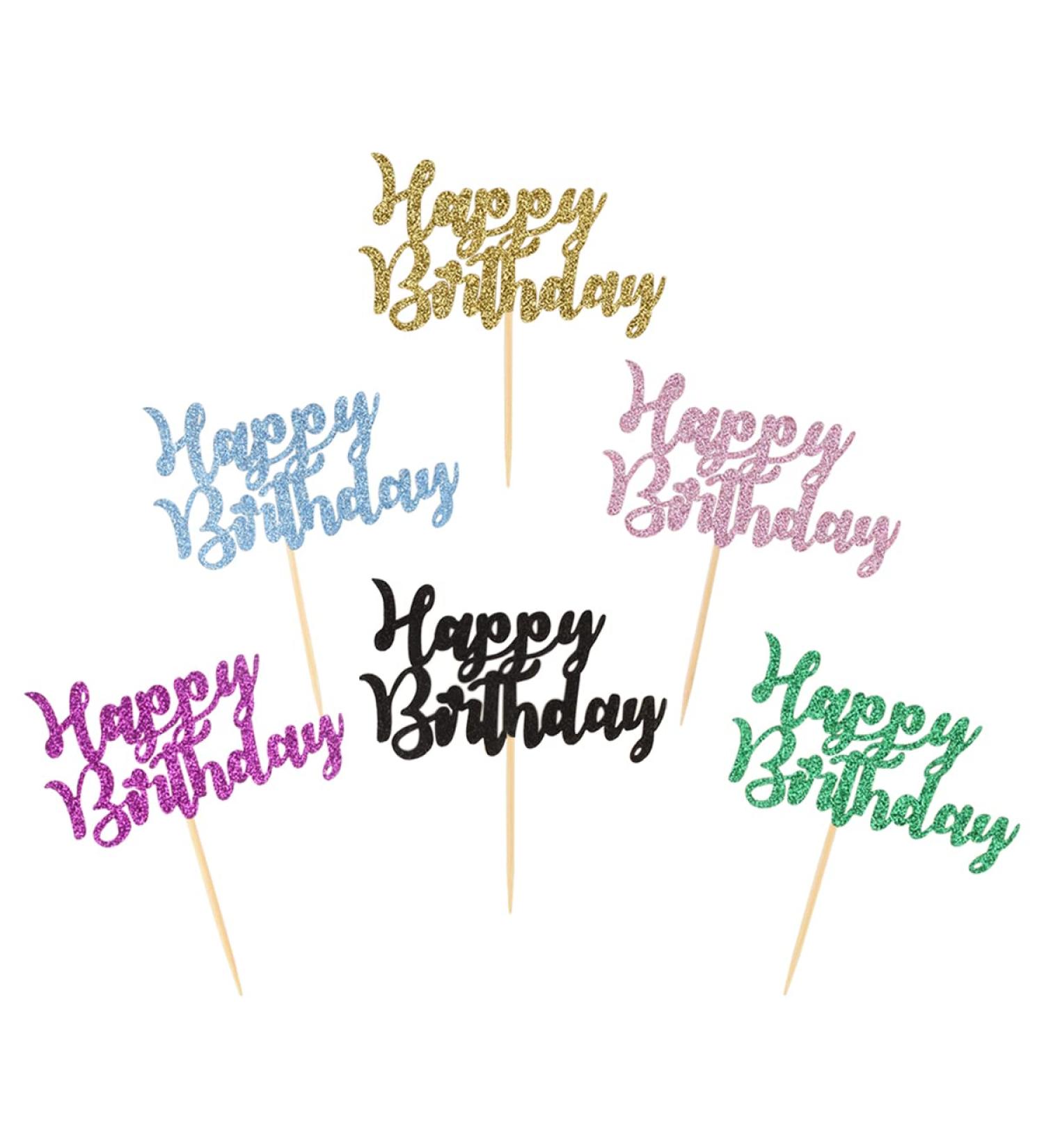 Donoter 24 Pcs Happy Birthday Cupcake Toppers Cake Picks for Birthday Party Decoration Supplies 6 Colors Multicolor - Buy Online on GoSupps.com