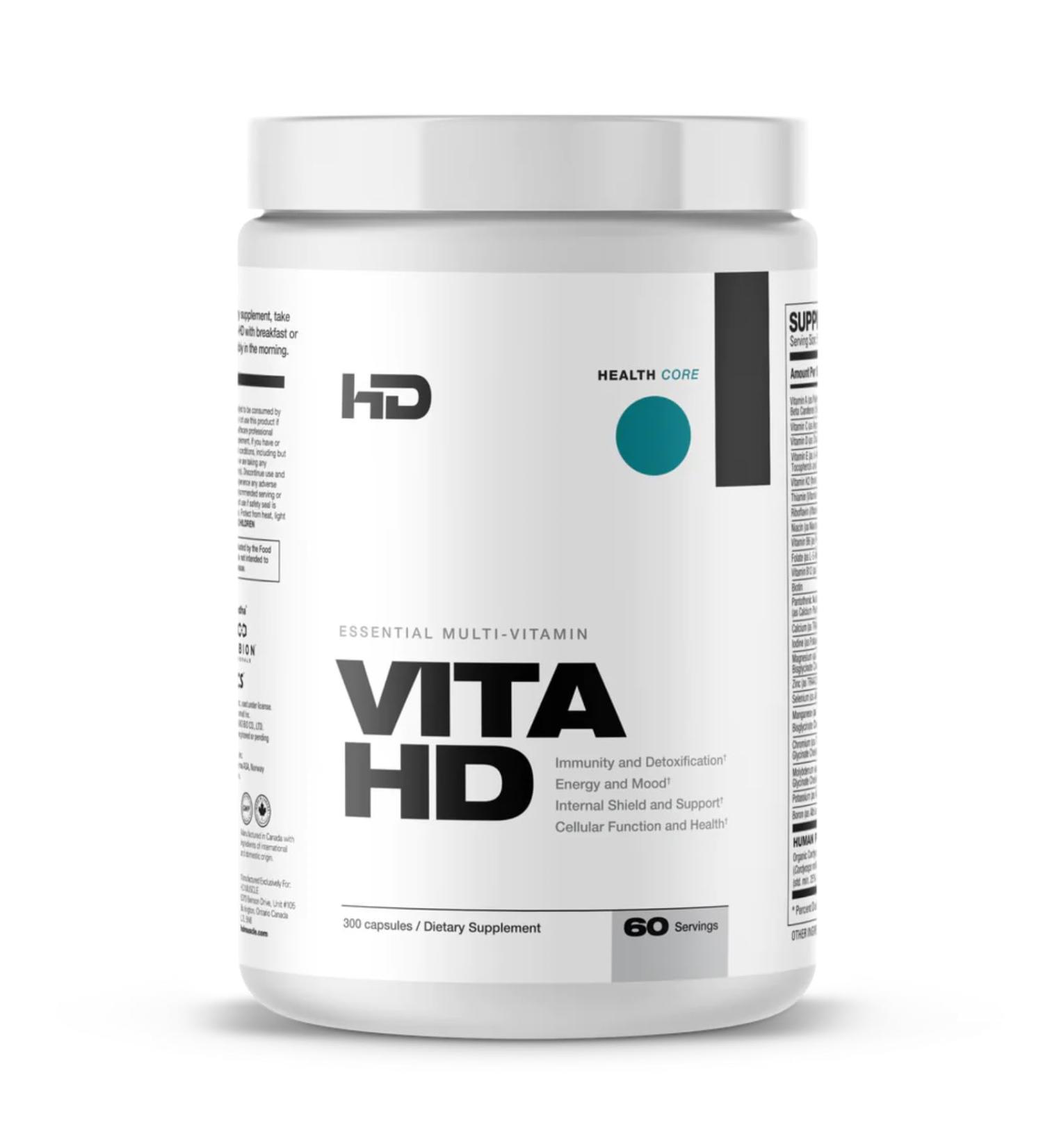 HD MUSCLE VitaHD Essential Multivitamin | Athlete-Specific Vitamins Minerals & Nutrients | Organic Mushroom Blend KSM66 Ashwagandha Ubiquinol | 60 Servings - Buy Online on GoSupps.com