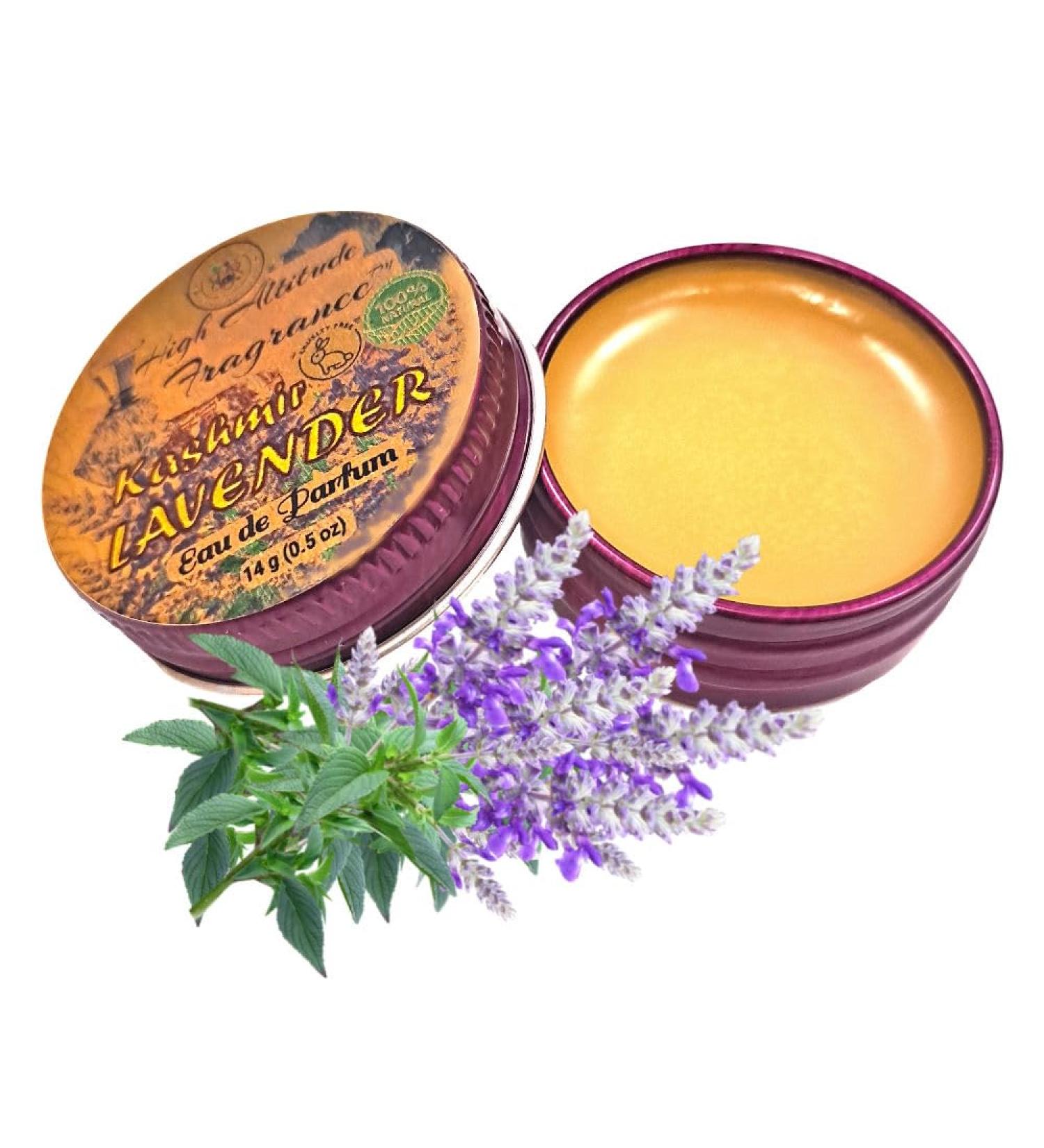 Kashmir LAVENDER Perfume - Eau de Parfum - Solid Balm - Natural Essential Oils Aromatherapy Fragrance- (Lavandula Angustifolia Hyacinth Violets Heliotrope Labdanum) Travel Size Party Gifts -0.5oz - Buy Online on GoSupps.com