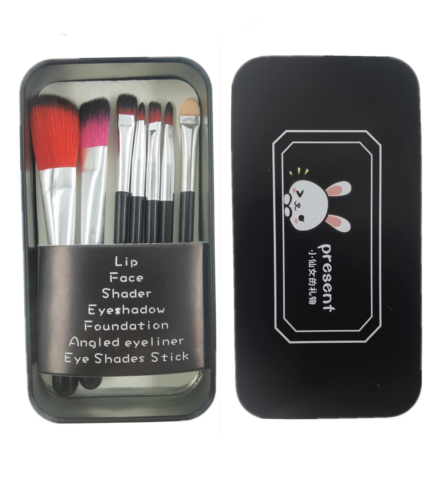 Children Makeup Brushes 7Pcs Makeup Brush Set Foundation Eyebrow Eyeliner Brush Cosmetic Concealer Brushes for Kids Girls Women trave - Black with case - Buy Online on GoSupps.com