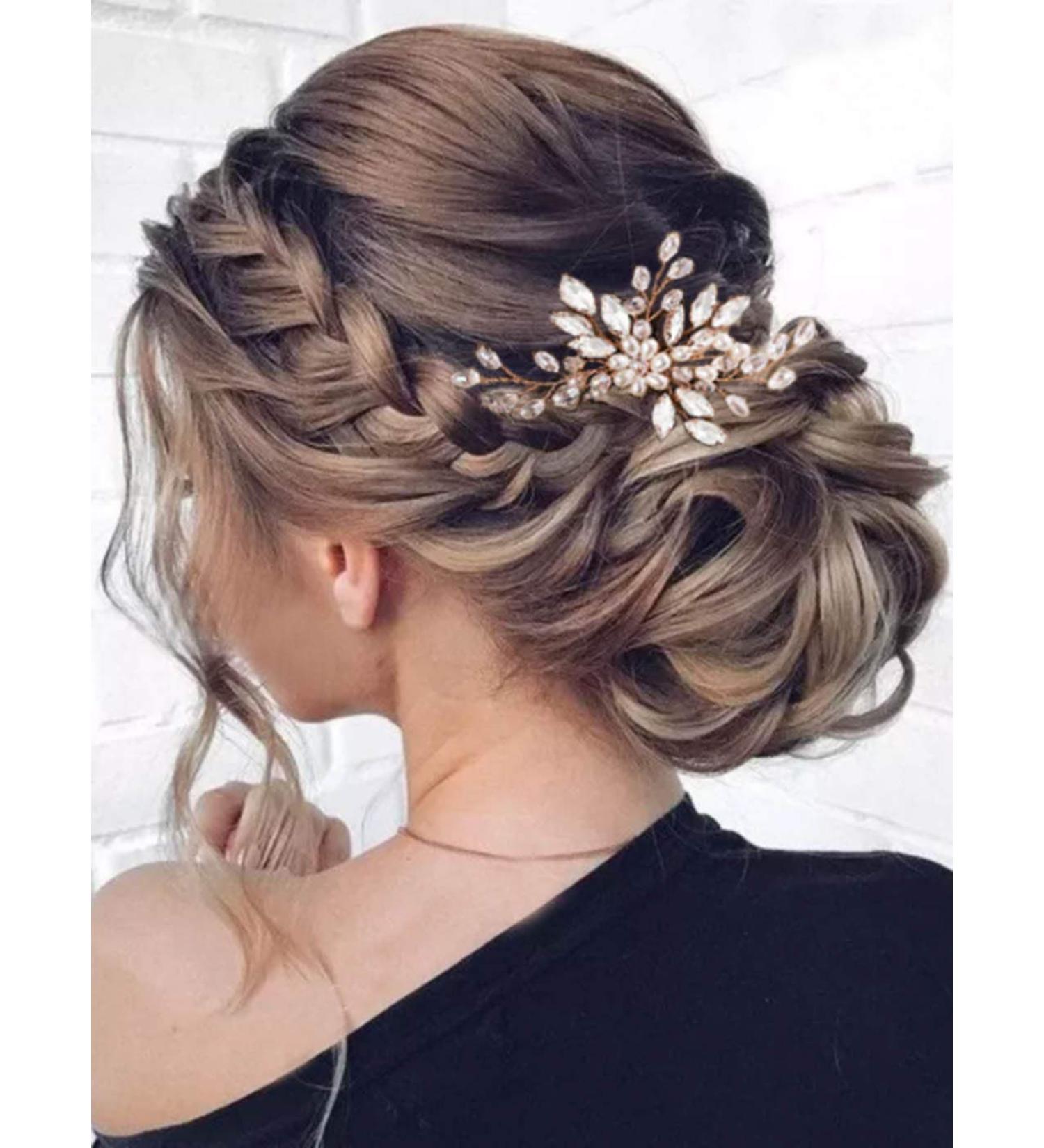 Heread Pearl Bride Wedding Hair Pins - Crystal Bridal Headpiece for Women and Girls (Rose Gold) - Buy Online on GoSupps.com