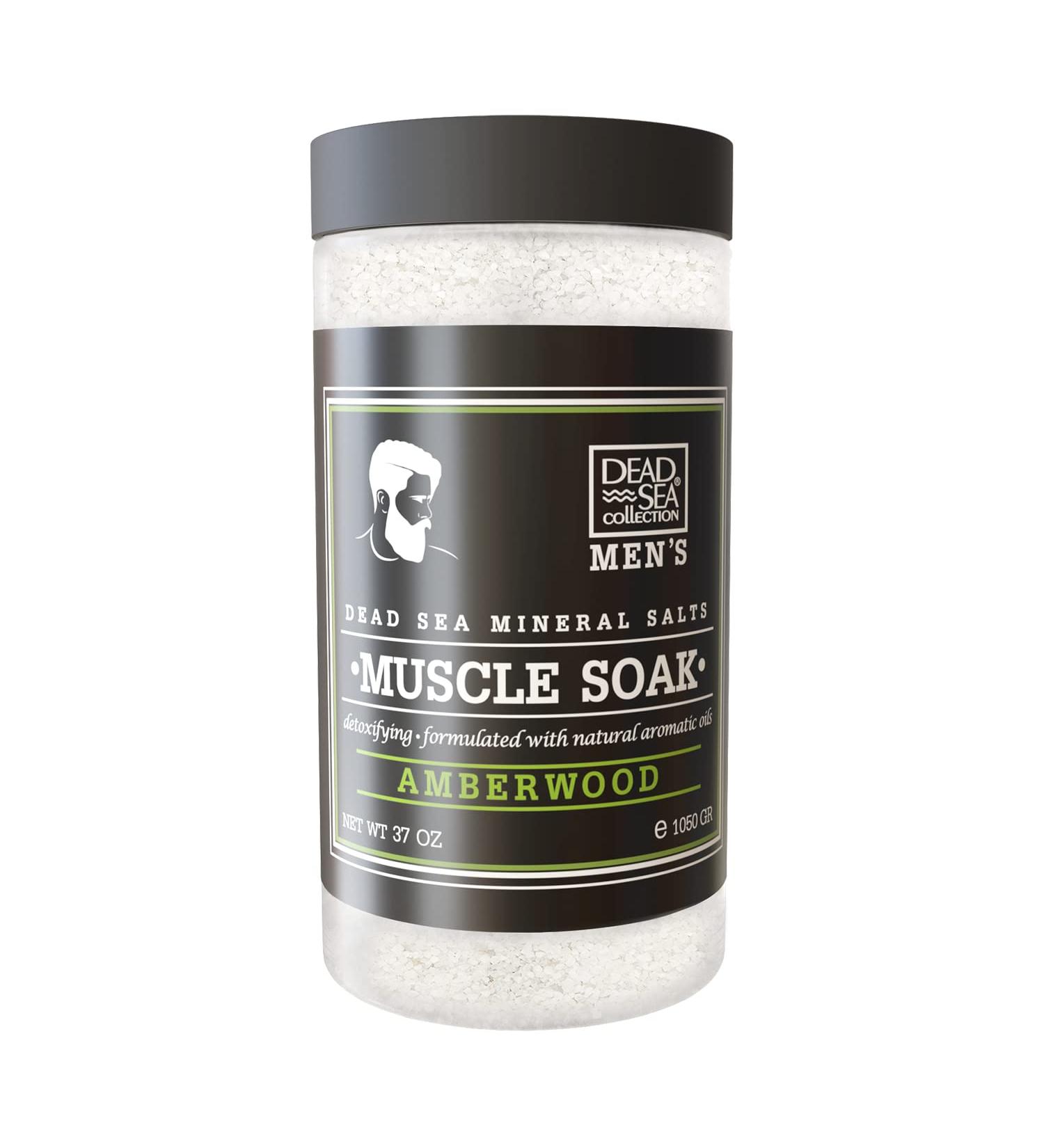 Dead Sea Collection Muscle Recovery Bath Salts for Men - Soothing Amber Wood Mineral Salt Soak - 34.2 OZ for Healing and Relaxation - Buy Online on GoSupps.com