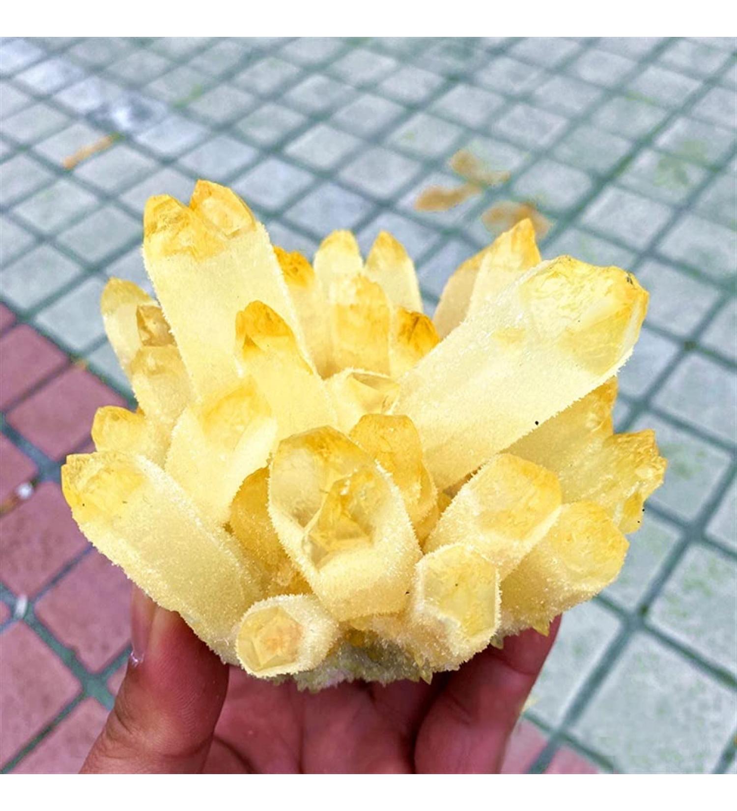 for 1PC Natural Beautiful Yellow Sprite Crystal Cluster Citrine Vug Ore Quartz Sample for Reiki Crystal Cluster 200 220g - Buy Online on GoSupps.com