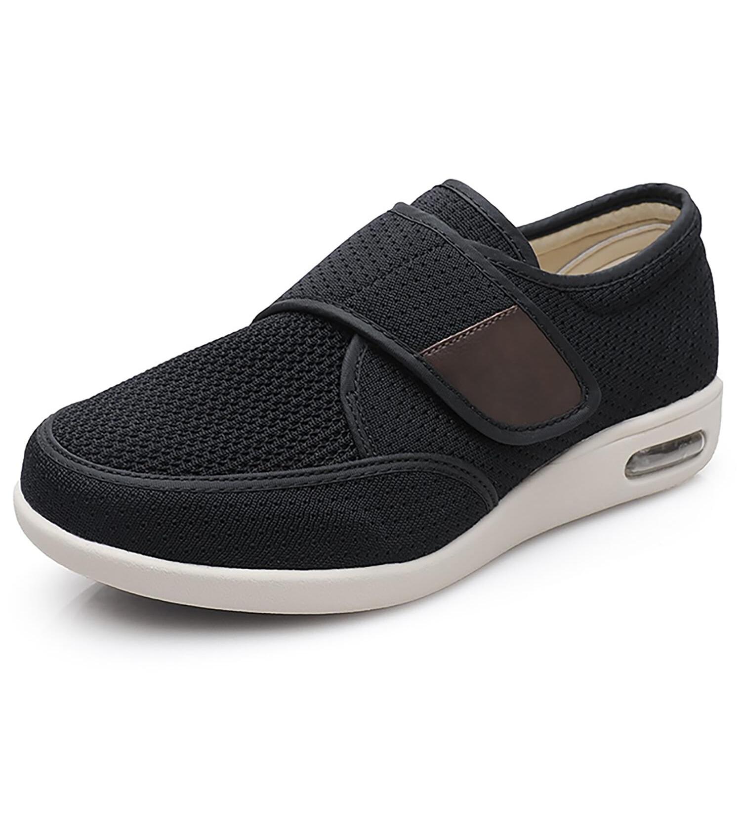 CBMTCR Men's Wide Width Walking Shoes - Adjustable Closure, Lightweight for Diabetic Swollen Feet - 10.5 Wide Dk-black - Buy Online on GoSupps.com