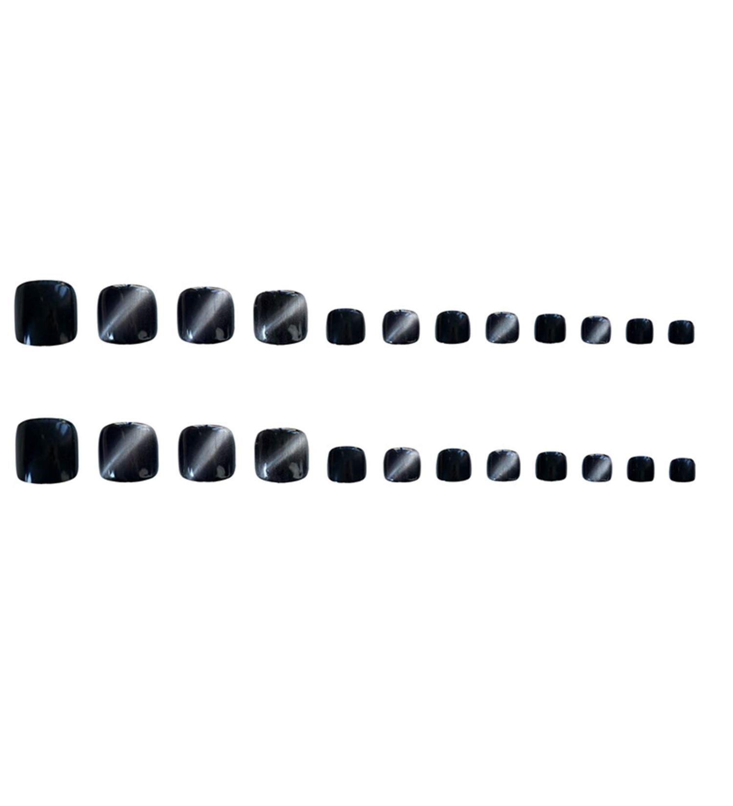24pcs Black Square Full Cover Artificial Toenails - Perfect for Phototherapy & Manicure - International Shipping Available - Buy Online on GoSupps.com