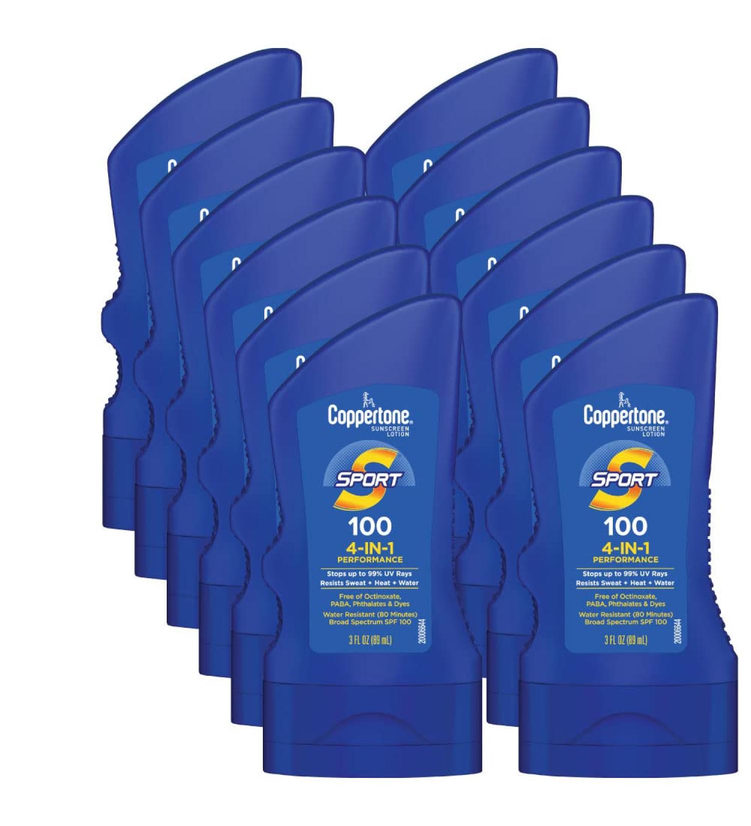 Coppertone SPORT Sunscreen SPF 100 - Water Resistant Travel Size 3 oz (12 Pack) - Ideal for International Shipping - Buy Online on GoSupps.com