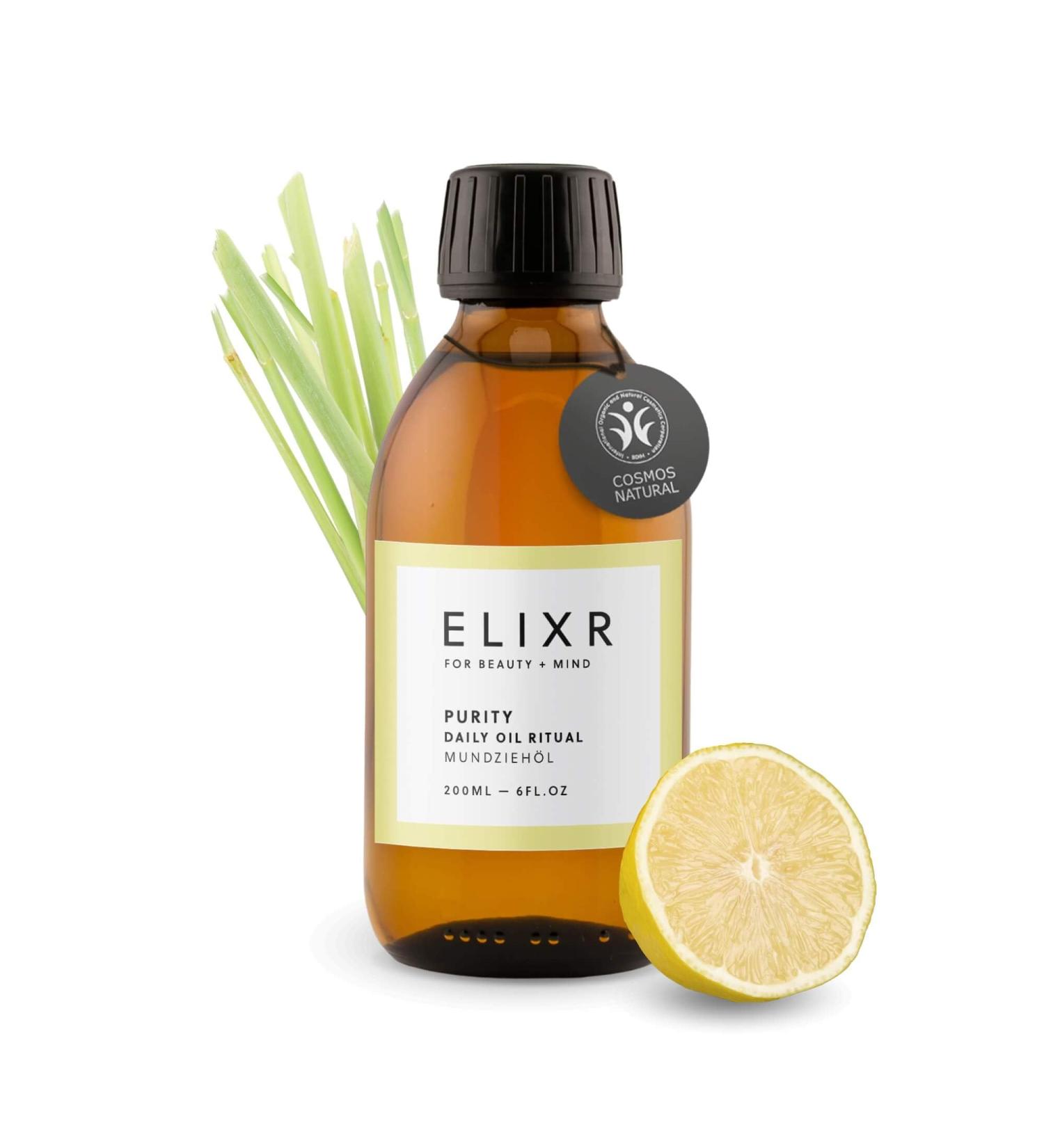 Elixr Purity Mouthpiece - Ayurvedic Mouthwash with Lemon & Lemongrass Oil | Certified Natural Cosmetics from Germany (200 ml) - Buy Online on GoSupps.com