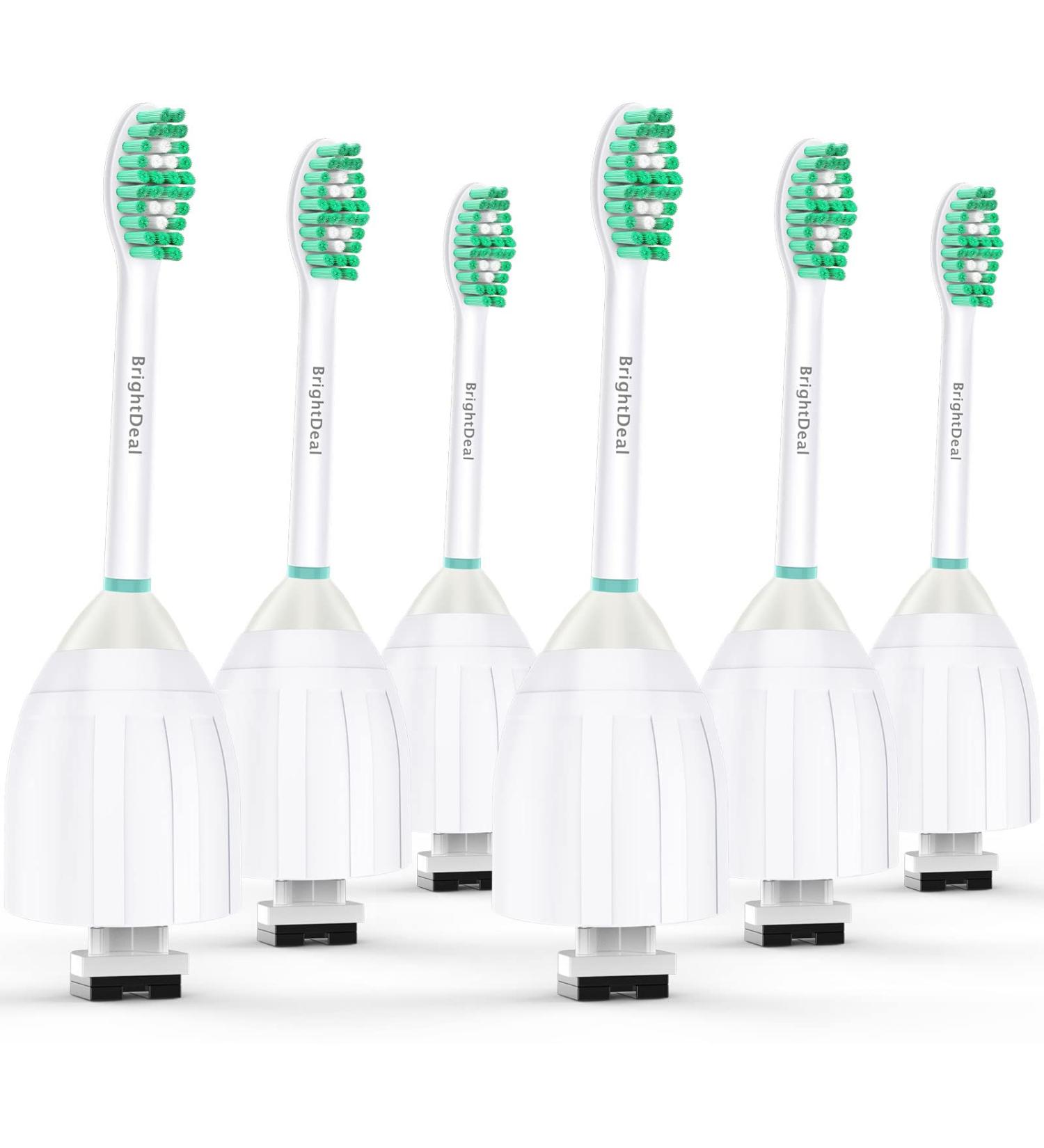 6 Pack Green BrightDeal Toothbrush Heads for Philips Sonicare E-Series Electric Replacement with Cap - Buy Online on GoSupps.com