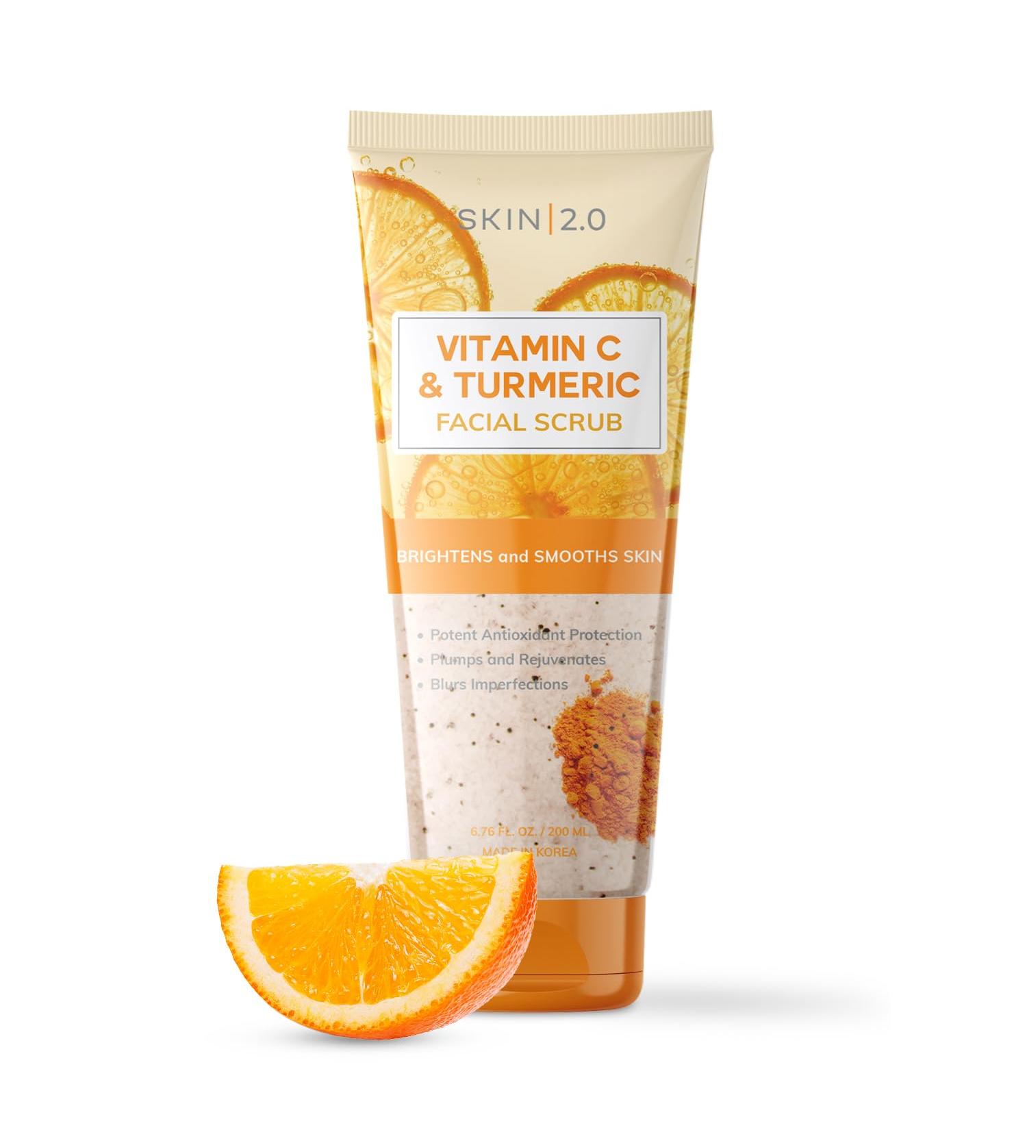 Vitamin C & Turmeric Face Scrub | Anti-Aging Exfoliating Scrub for Dark Spots & Blackheads - 6.76 Fl Oz / 200ML - Buy Online on GoSupps.com