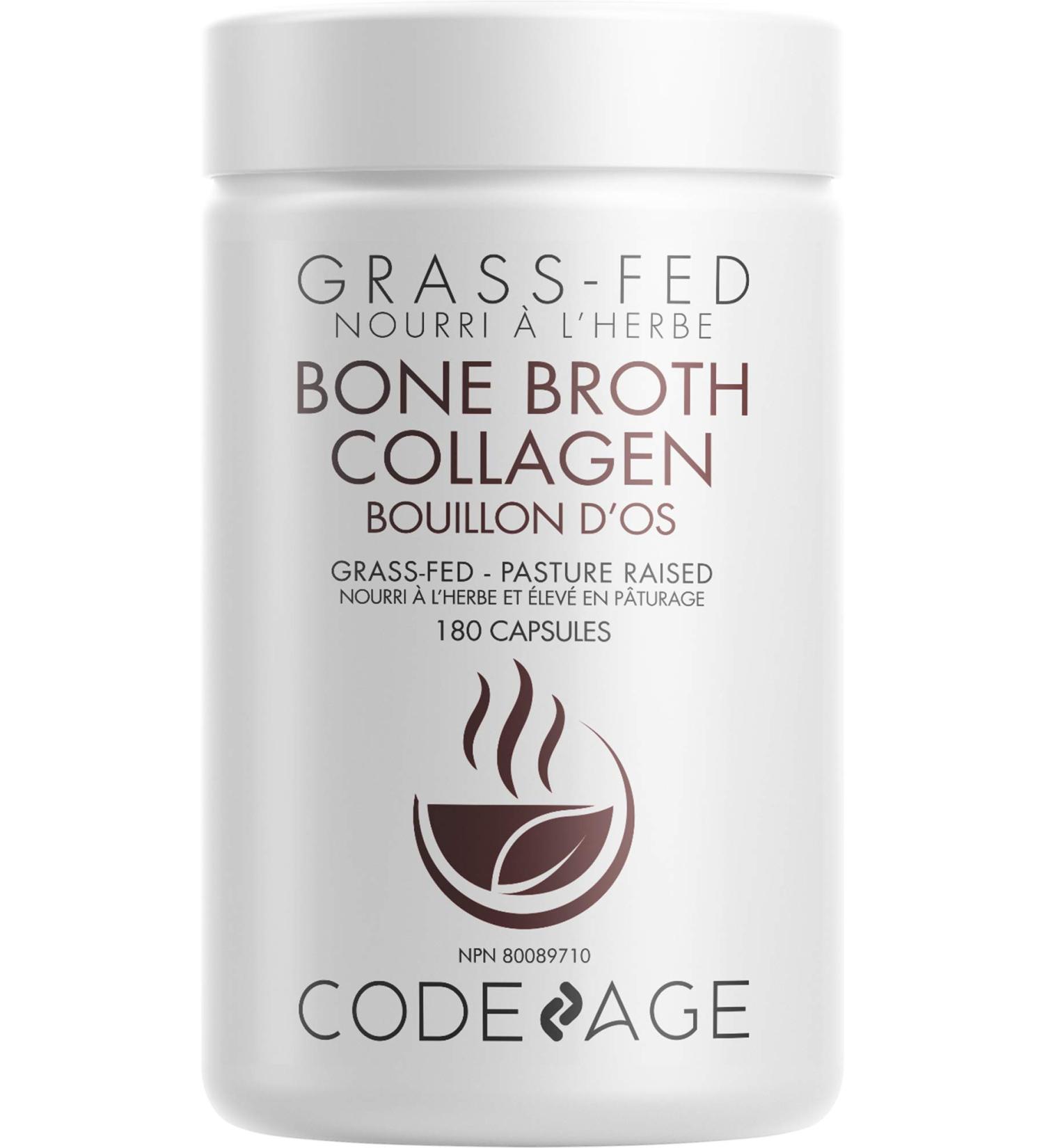 Codeage Organic Bone Broth Collagen Capsules Grass Fed - Pasture Raised Chicken Bone Broth Collagen - 180 Capsules - Buy Online on GoSupps.com