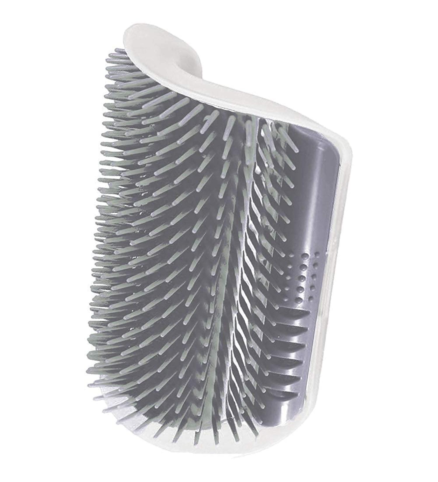 SunGrow Self-Grooming Brush for Ferrets & Cats | Light Gray Massager | Mountable to Corners & Surfaces | Includes Brush, Catnip, Screws & Tape | 1-pc - Buy Online on GoSupps.com