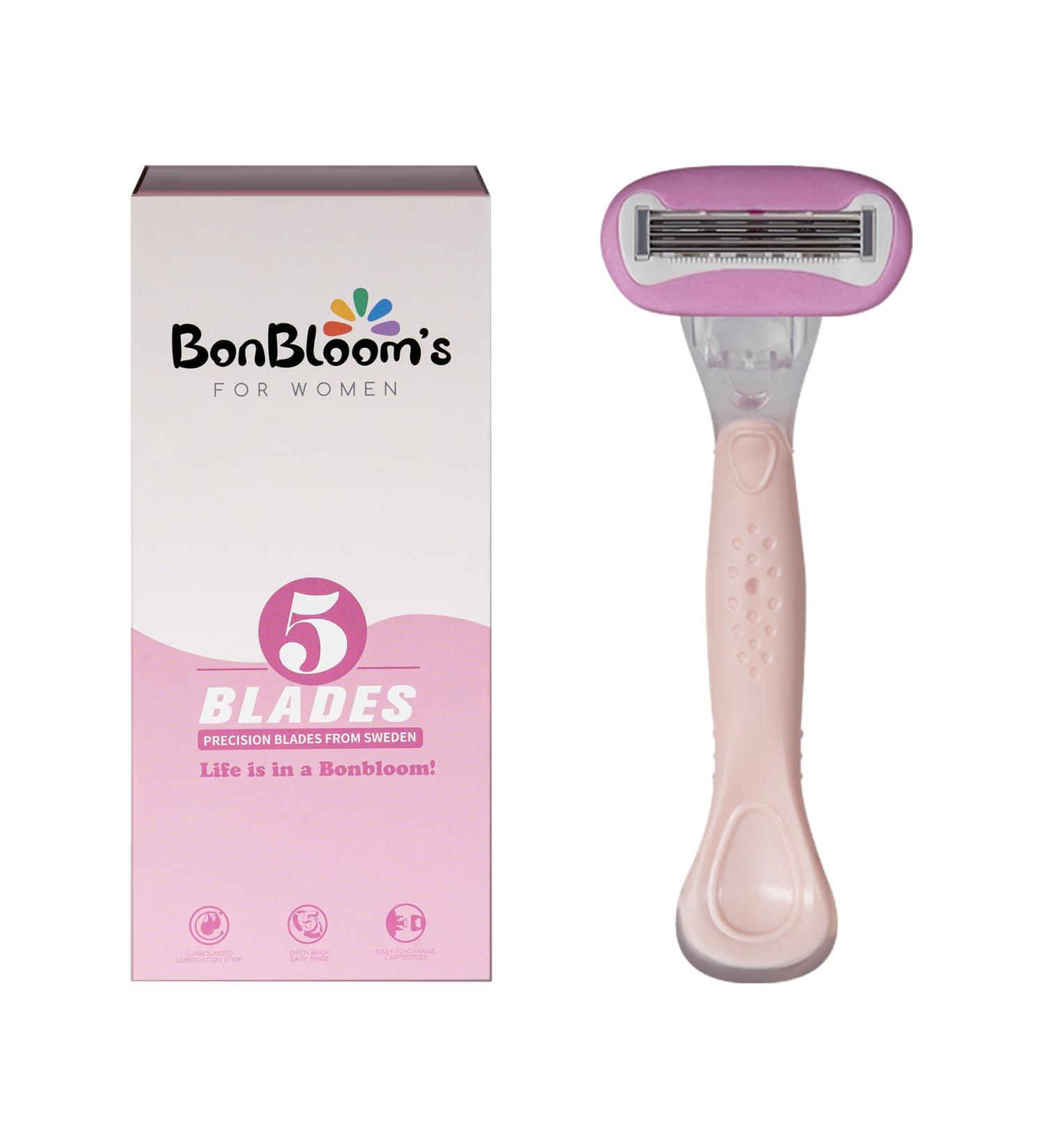 BonBloom Women's Razors - 5-Layer Blades Aloe Vera Strips Sensitive Skin Friendly Non-Slip Handle - International Shipping Available - Buy Online on GoSupps.com