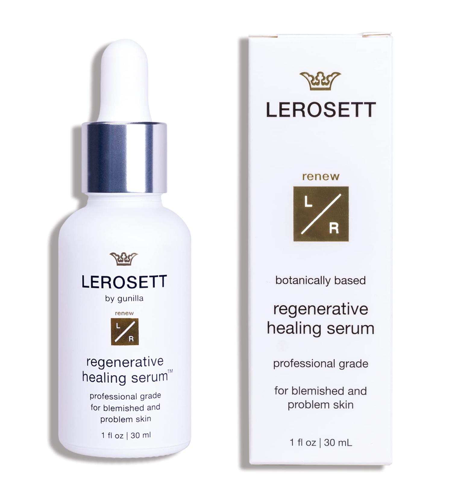 LEROSETT Healing Serum for Acne Scarring, Redness & Breakouts - Organic Aloe Vera, Collagen, Vitamin C - 1 oz - Buy Online on GoSupps.com