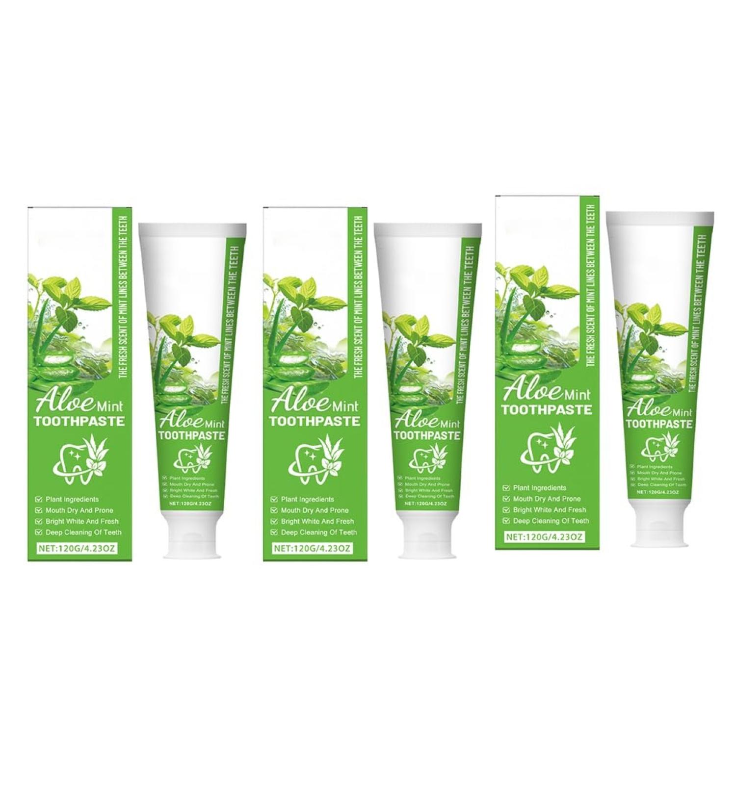 Aloe Vera & Mint Toothpaste - Gentle Care Removes Stains/Yellowing/Odor Fights Plaque Fresh Breath(3PCS) - Buy Online on GoSupps.com