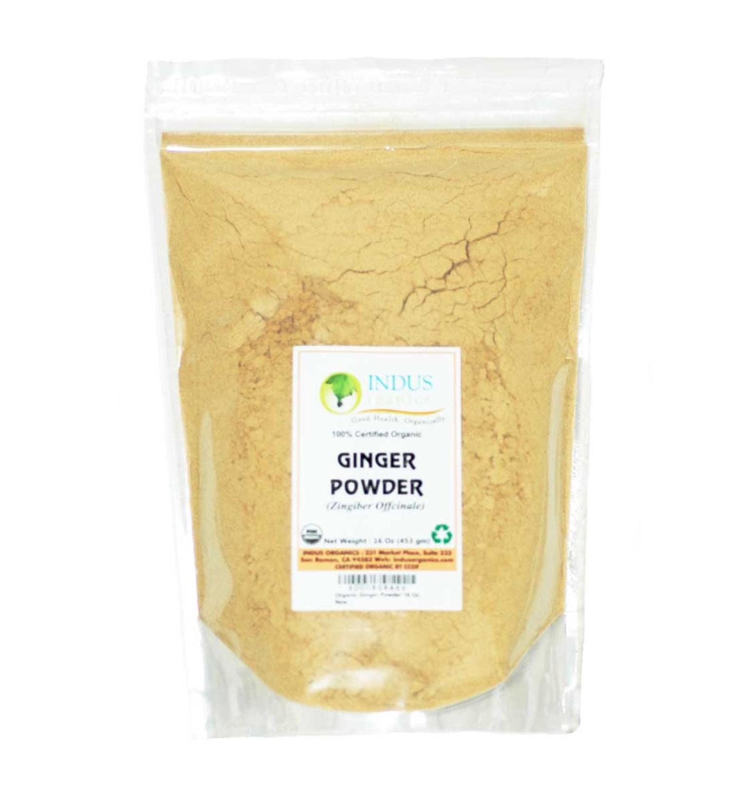 Indus Organics Ginger Powder 1lb Refill Bag - Sulfite Free, Premium Grade, Freshly Packed - Buy Online on GoSupps.com