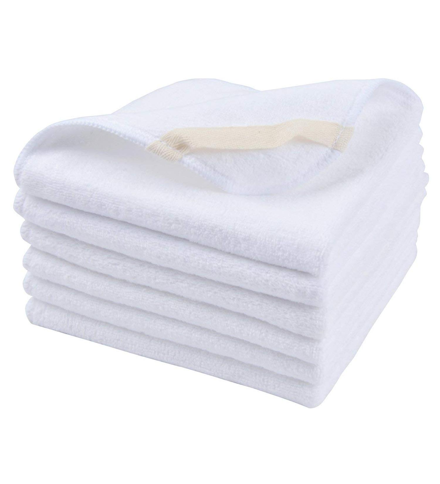 SINLAND Microfiber Facial Cloths 12x12 Pack of 6 - Fast Drying, Absorbent, Soft Makeup Remover Washcloth - White - Buy Online on GoSupps.com