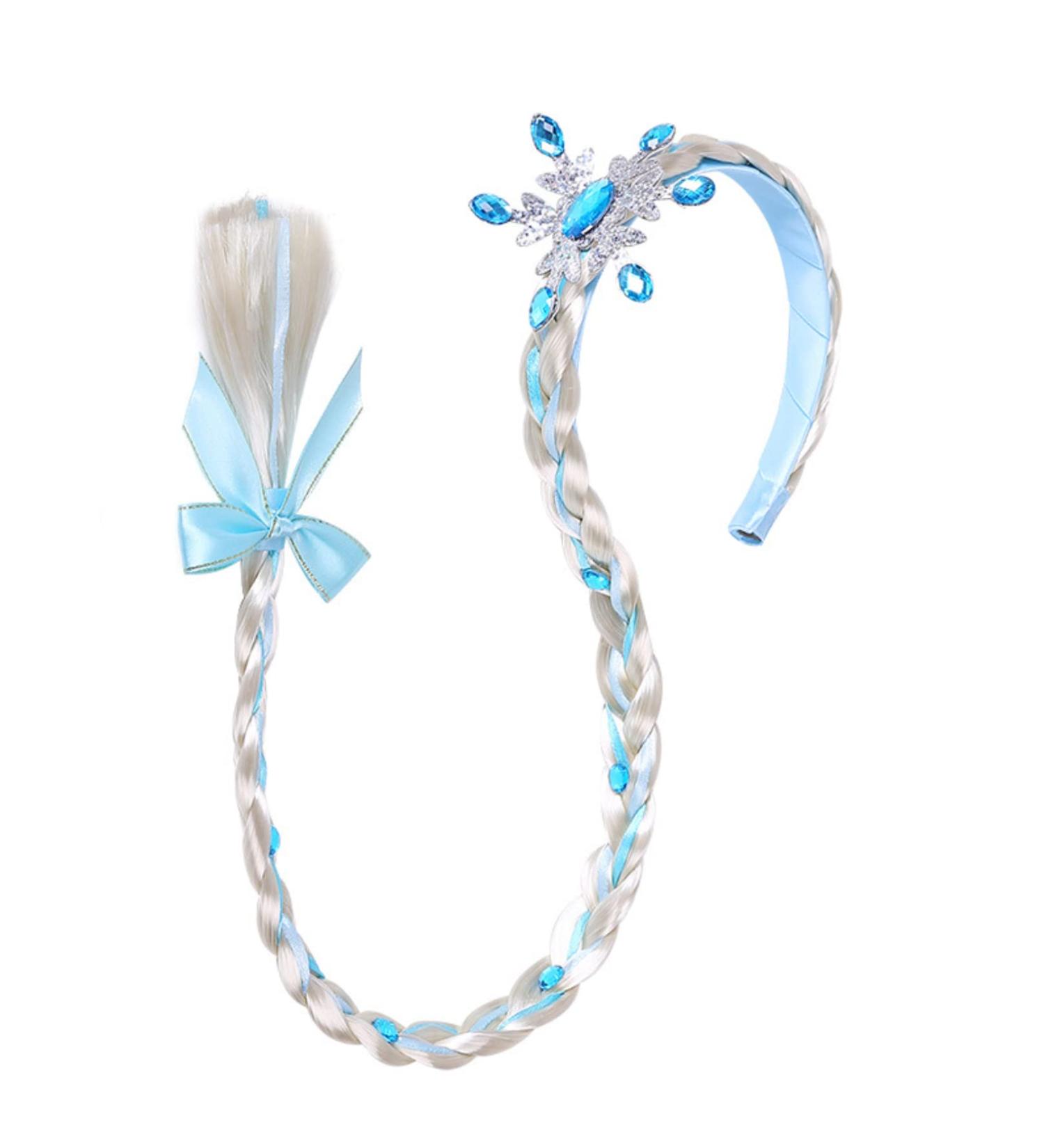 FEIFEI'S BOW Kids Girls Toddlers Blue Elsa Ponytail Hair Extension Party Hair clips Snowflake Crown Headband Hairband Costume Dress up Braided Wigs (Elsa Snowflake Headband) - Buy Online on GoSupps.com