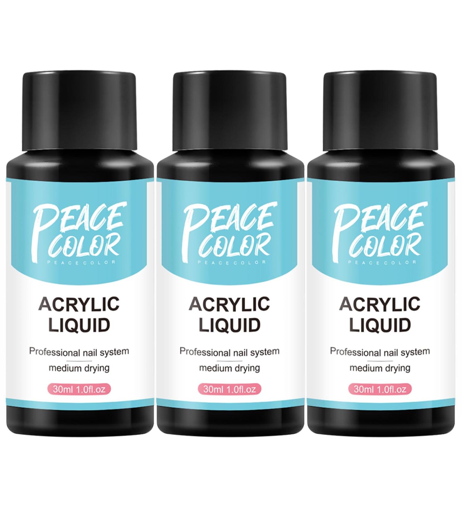 PEACECOLOR 3PCS 30ML Acrylic Liquid Monomer Professional Acrylic Nail Liquid for Acrylic Nails Salon Quality for Nail Extension Nail Art System Non-Yellowing Home DIY Beauty Gifts for Women Girls color 182 - Buy Online on GoSupps.com