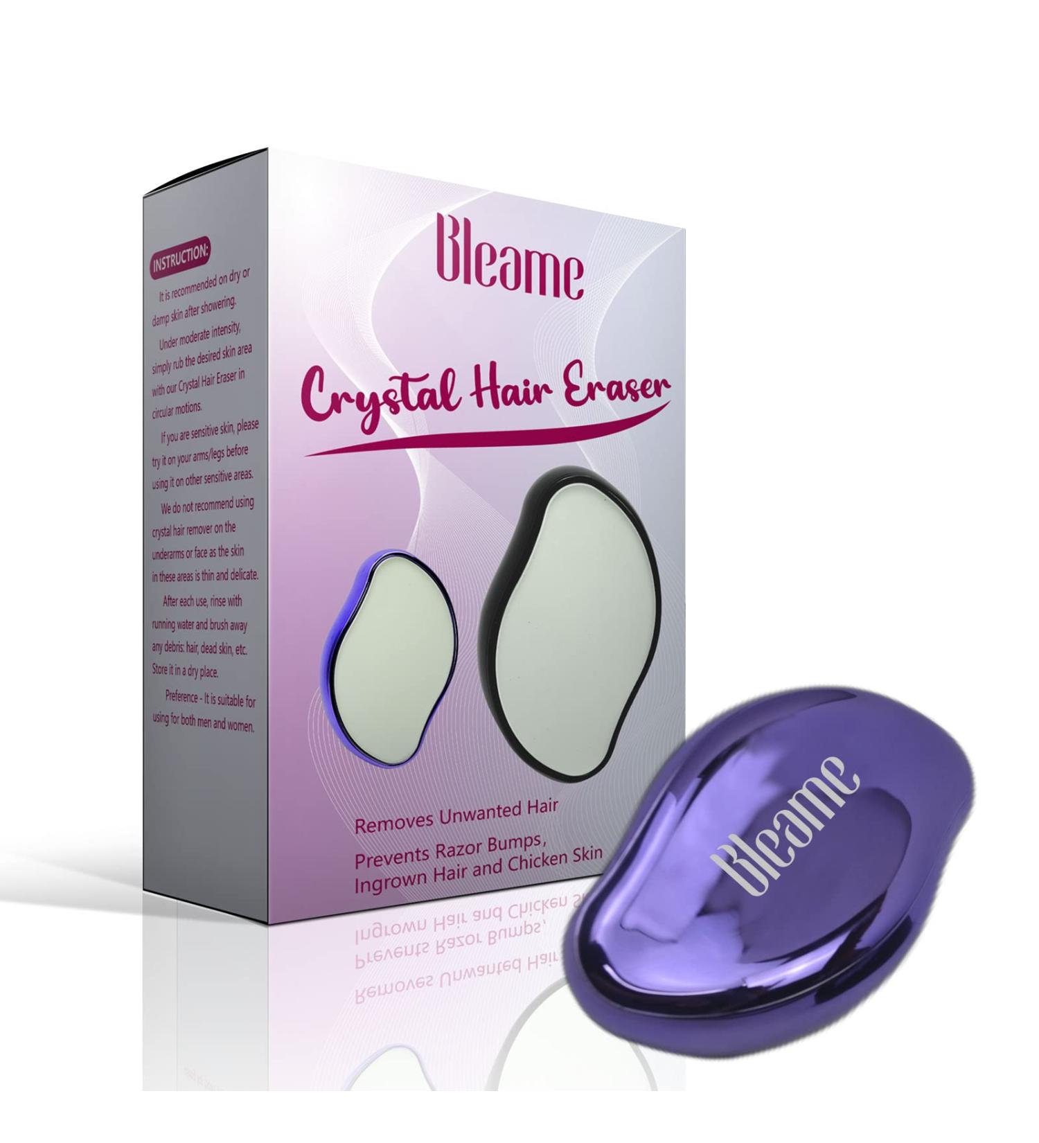 Bleame Crystal Hair Remover - Fast & Easy Painless Exfoliation Tool for Men and Women (Purple) - Buy Online on GoSupps.com