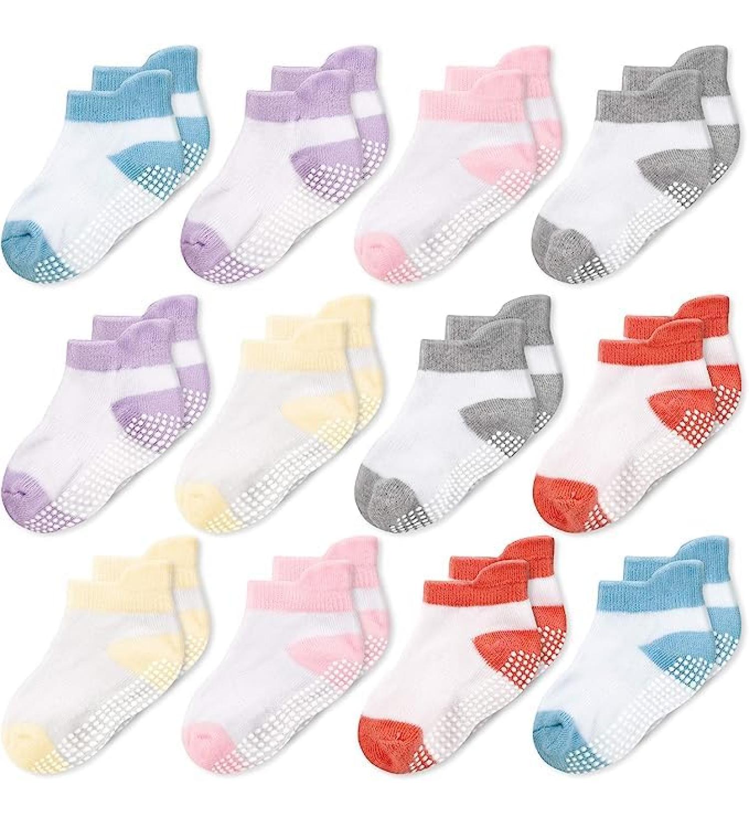 CozyWay Baby Non-Slip Toddler Socks with Grippers - Girls 12 Pack (6-12 Months) - Buy Online on GoSupps.com