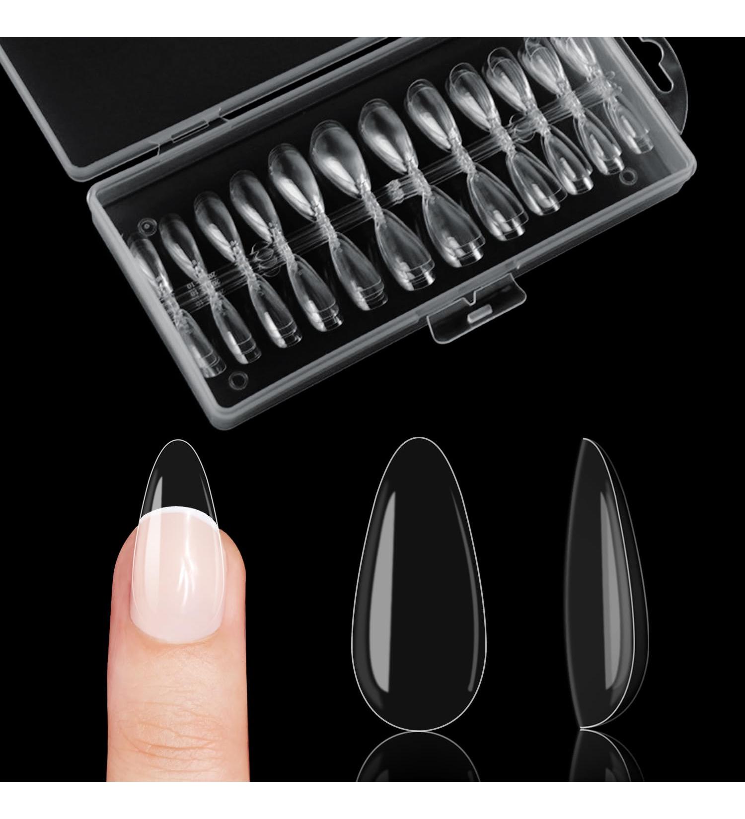 Almond-Shaped Nail Tips - 120 Soft Gel Extensions Clear Acrylic Nails for Women - 12 Sizes Available - Buy Online on GoSupps.com