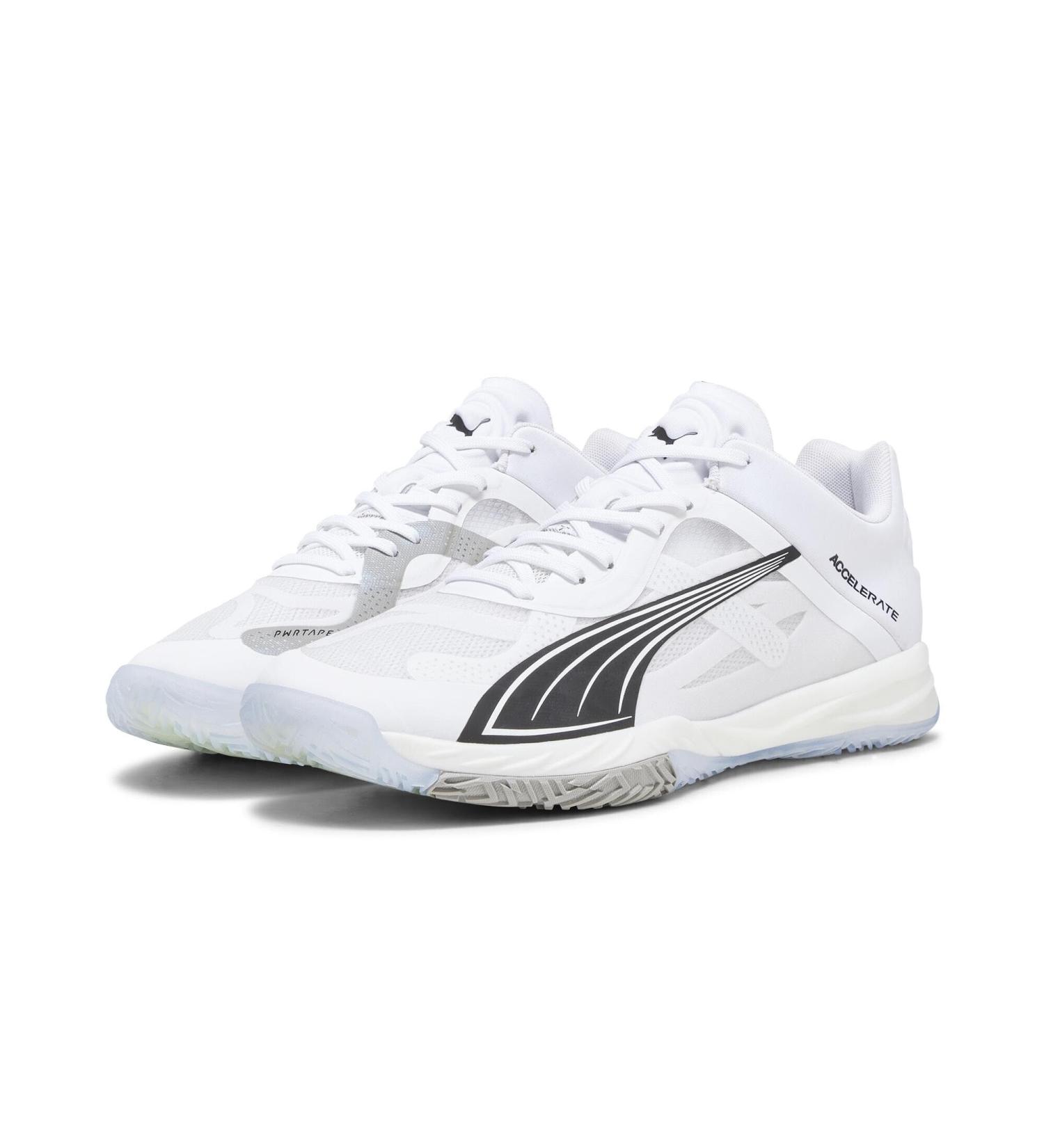 PUMA Men's Accelerate Nitro SQD Indoor Sports Shoes - Size 44 EU | White Black Concrete Gray | International Shipping Available - Buy Online on GoSupps.com