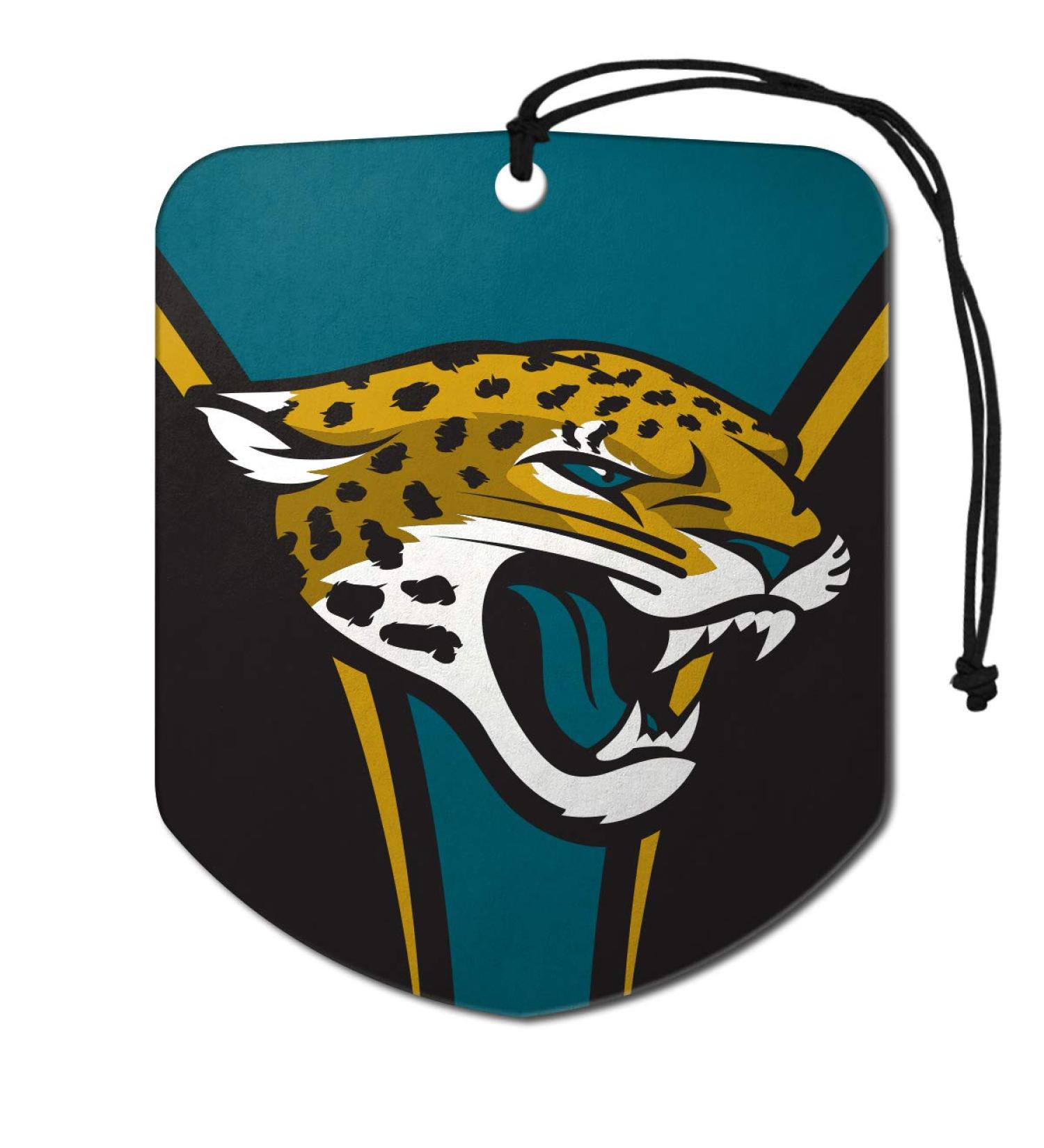 FANMATS 61573 NFL Jacksonville Jaguars Hanging Car Air Freshener, 2 Pack, Black Ice Scent, Odor Eliminator, Shield Design with Team Logo
