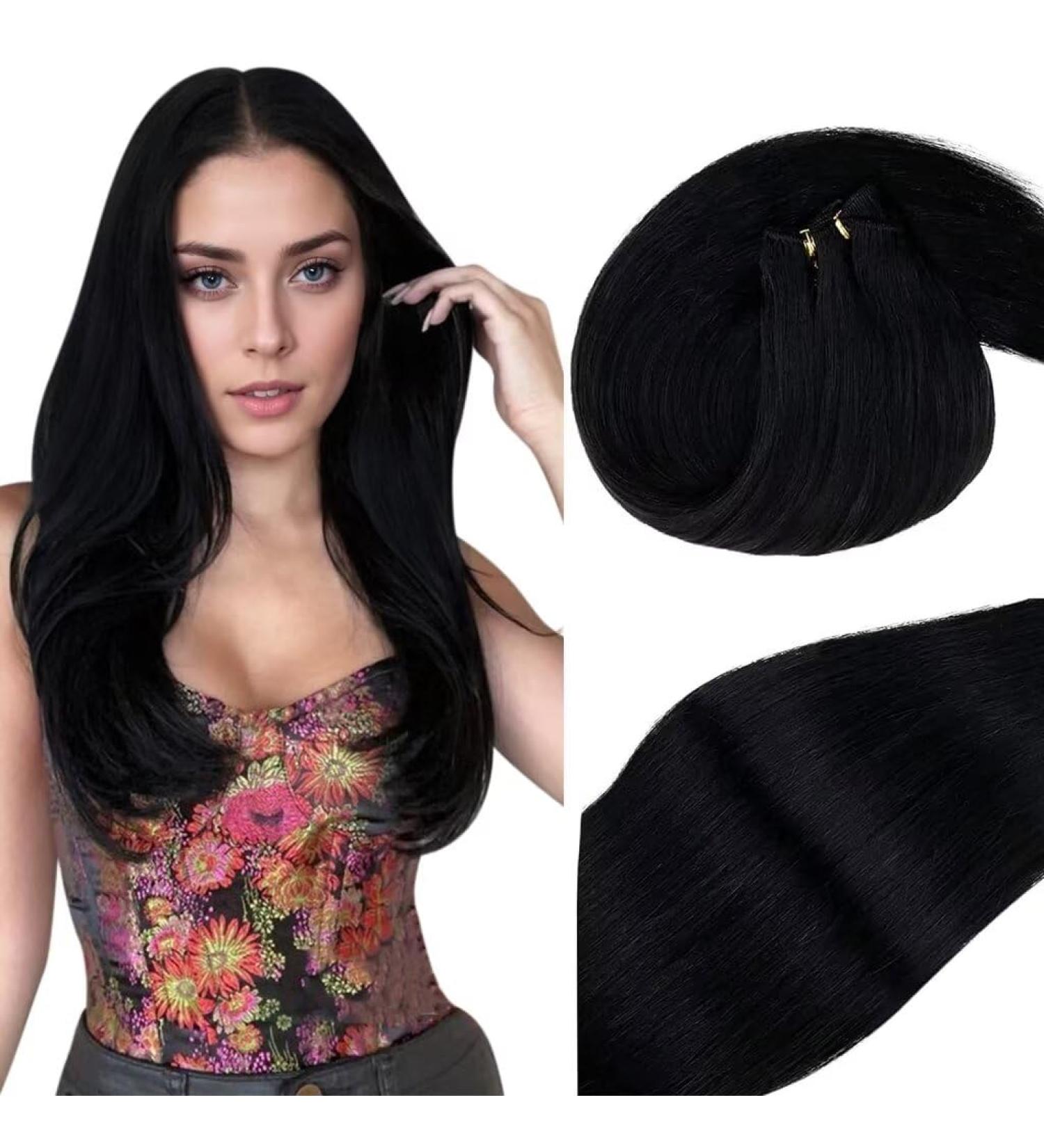 Vivien Treats Real Hair Extensions - Deep Black Remy Extensions 50cm 100g - Premium Quality Tress for Luxurious Volume - Buy Online on GoSupps.com