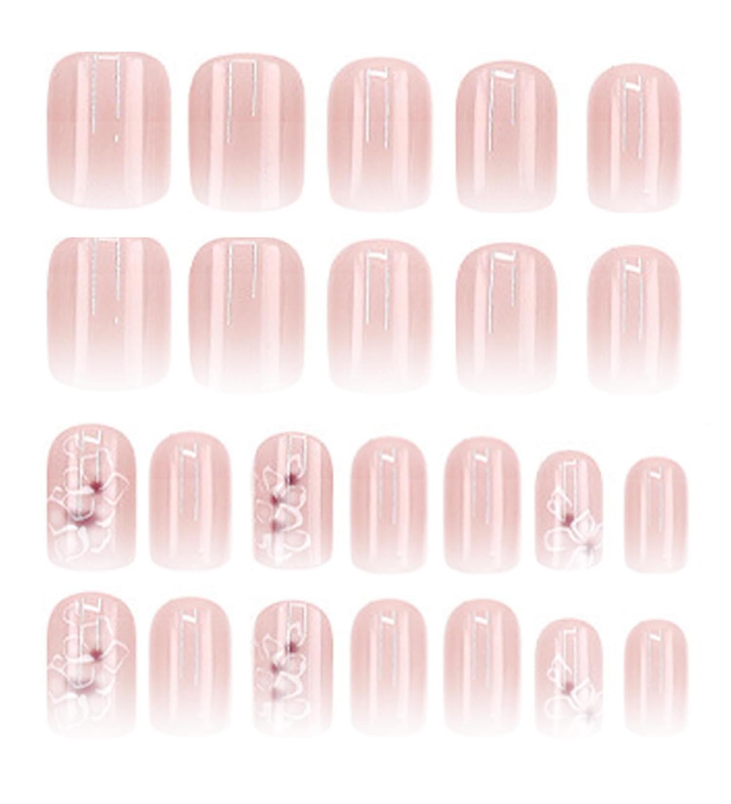 False Nails 24 PCS Press On Nails Short Floral Gradient Short Fake Nails Full Cover Short Nails Glue On Reusable Fake Press On Nails Decorative Short Press On Nails Square for Women Girls - Buy Online on GoSupps.com