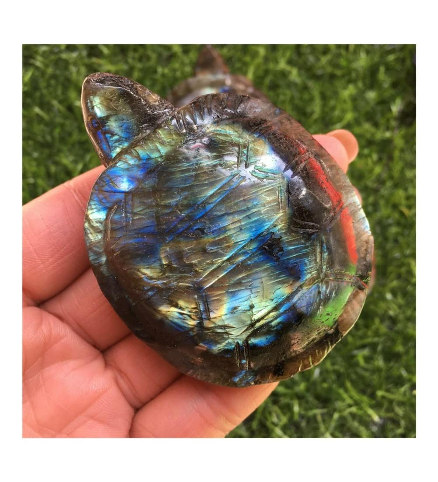 Choice of Gifts 1PCS Natural Labradorite Quartz Crystal Tortoise Skull Hand Carved Vibration Stone JZIGTDEM - Buy Online on GoSupps.com