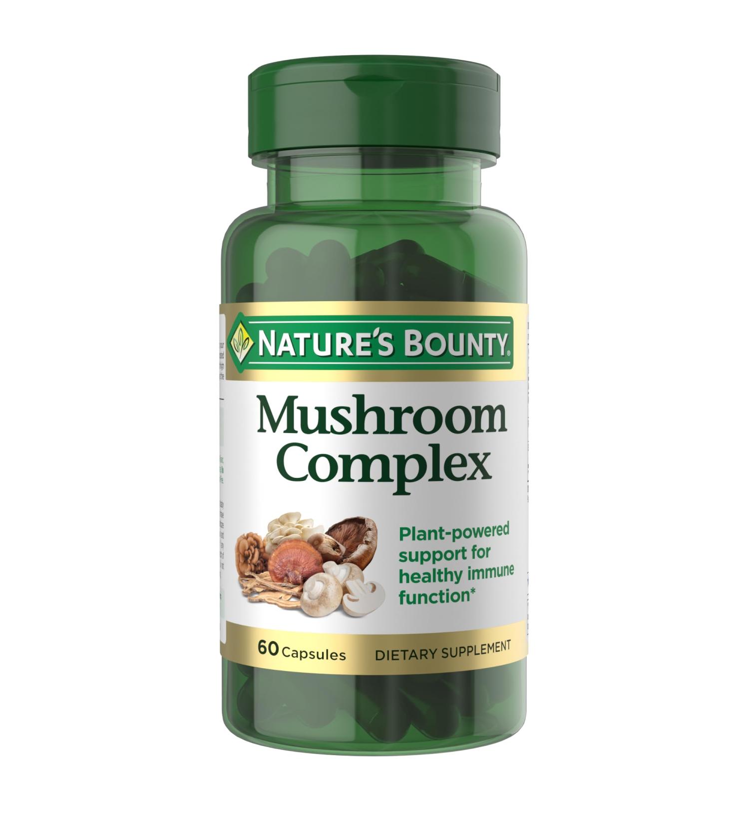 Nature s Bounty Mushroom Complex for Immune Support Featuring Shiitake Maitake and Reishi mushroom health supplements 60 Capsules 60 Count (Pack of 1) - Buy Online on GoSupps.com