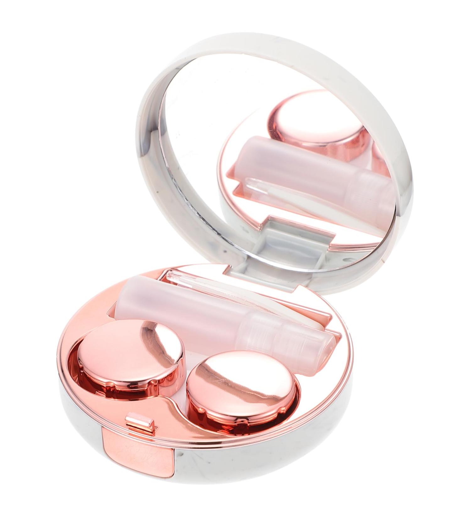 Solustre Eye Contact Holder Set - Travel Case with Tweezers & Mirror for Contact Lenses - White - Buy Online on GoSupps.com