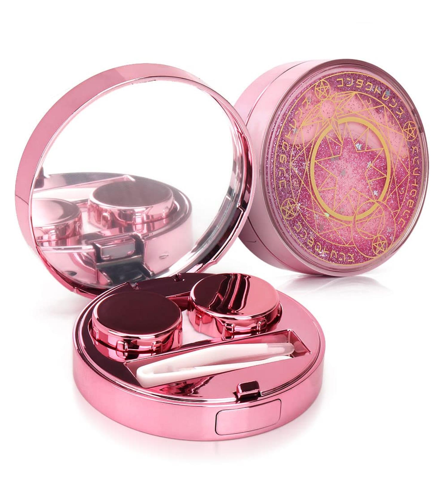 Ofone Bling Stars Colored Contact Lens Case - Cute Travel Set with Tweezers & Mirror for Women & Girls (Pink) - Buy Online on GoSupps.com