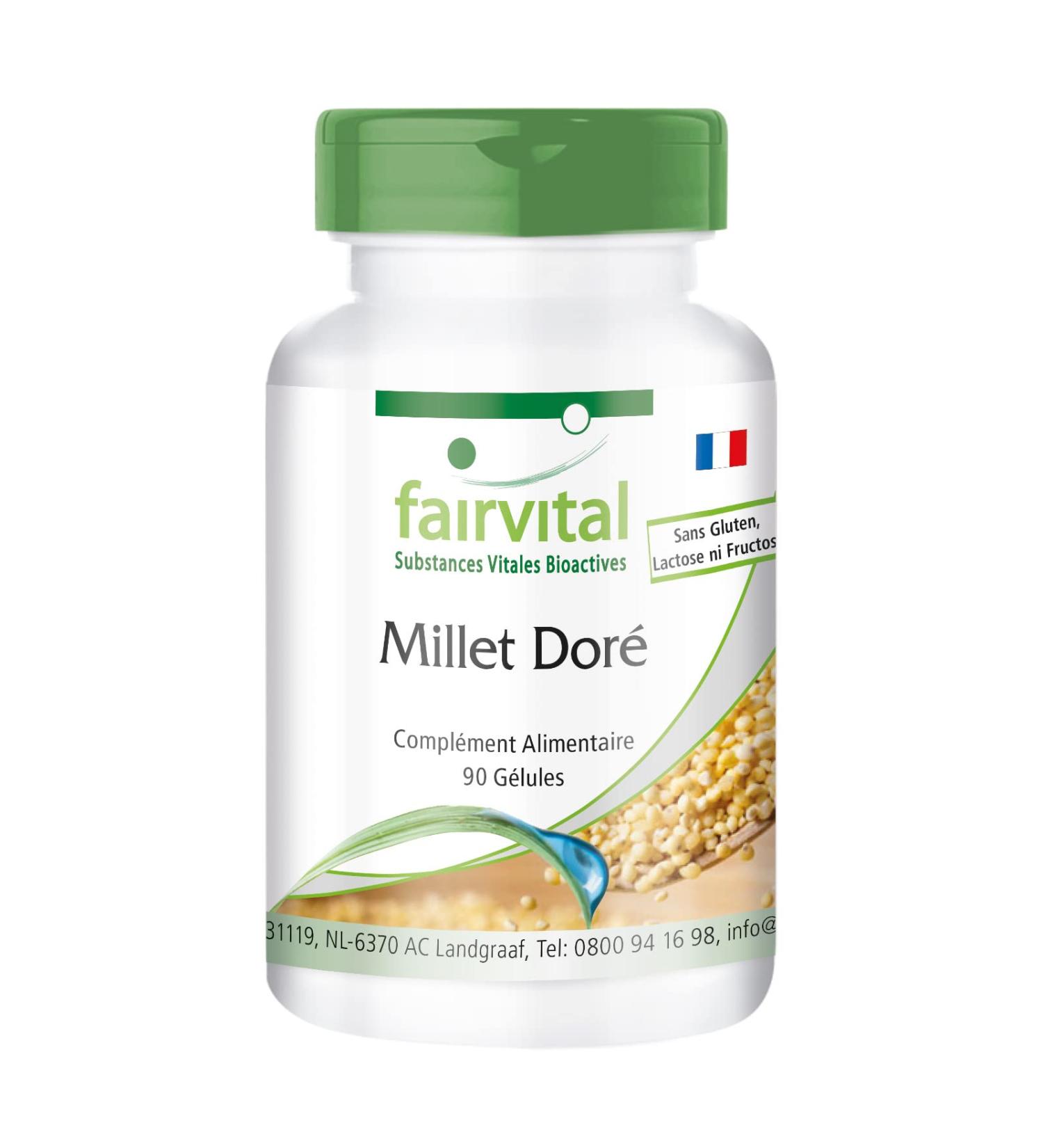 Fairvital | Golden Millet - with Pantothenic Acid & L-Cysteine - VEGAN - Highly dosed - 90 capsules - Buy Online on GoSupps.com