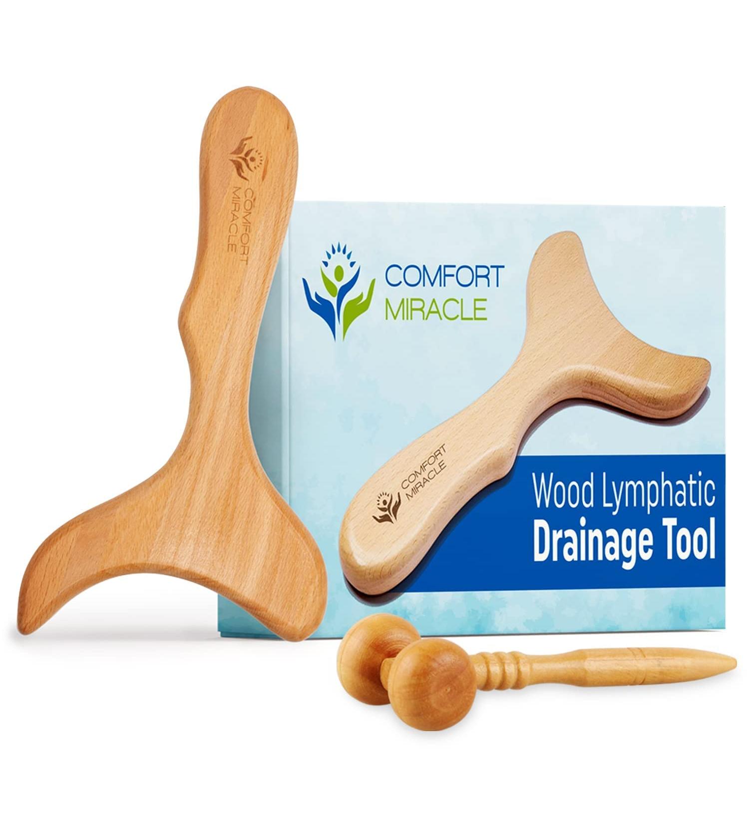 Comfort Miracle Wooden Lymphatic Drainage Massager - Natural Wood Therapy for Cellulite & Muscle Relaxation - Buy Online on GoSupps.com