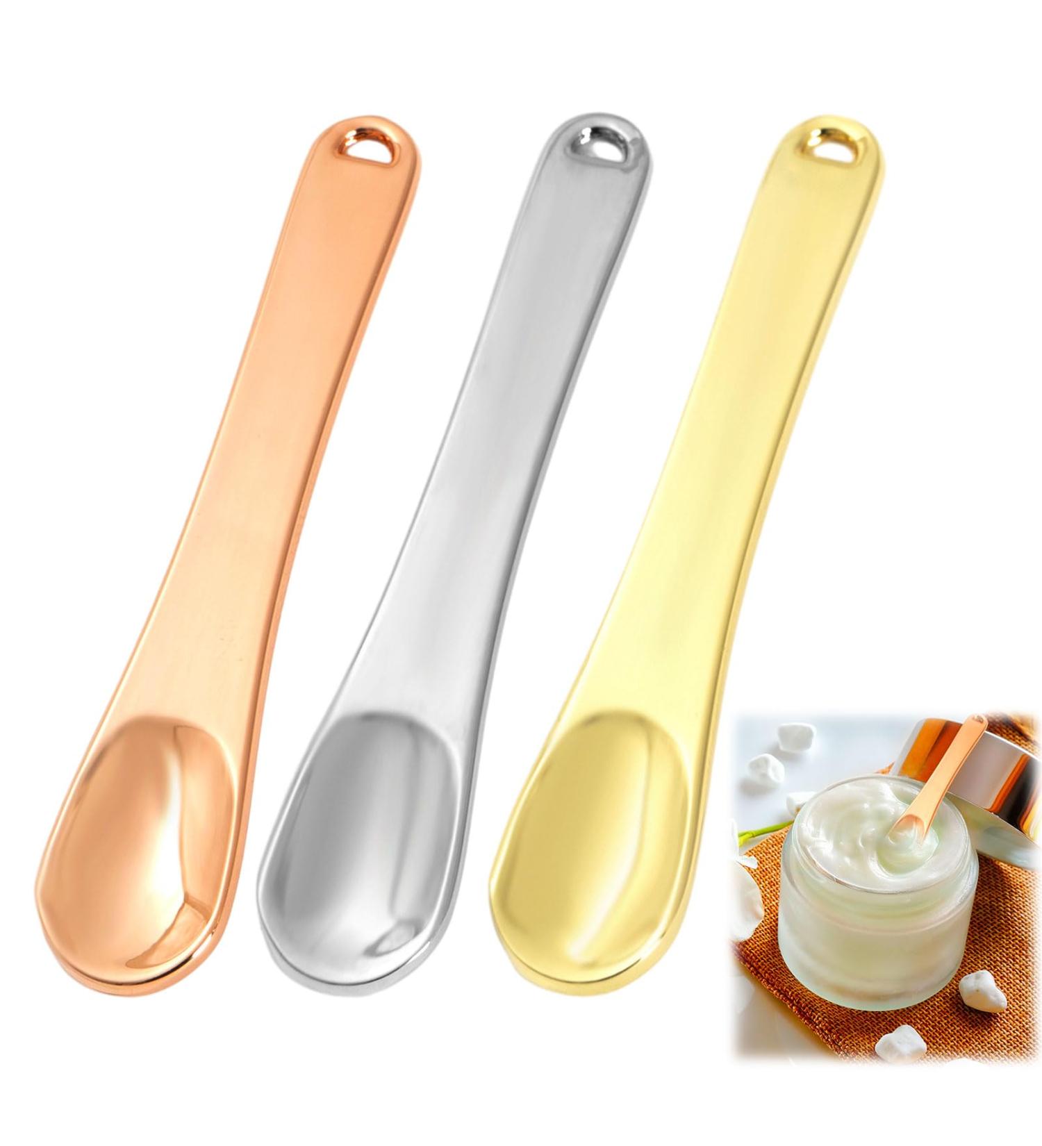 3PCS Mini Metal Makeup Spatula Set for Skincare - Reusable Facial Cosmetic Beauty Spoon - Buy Online on GoSupps.com