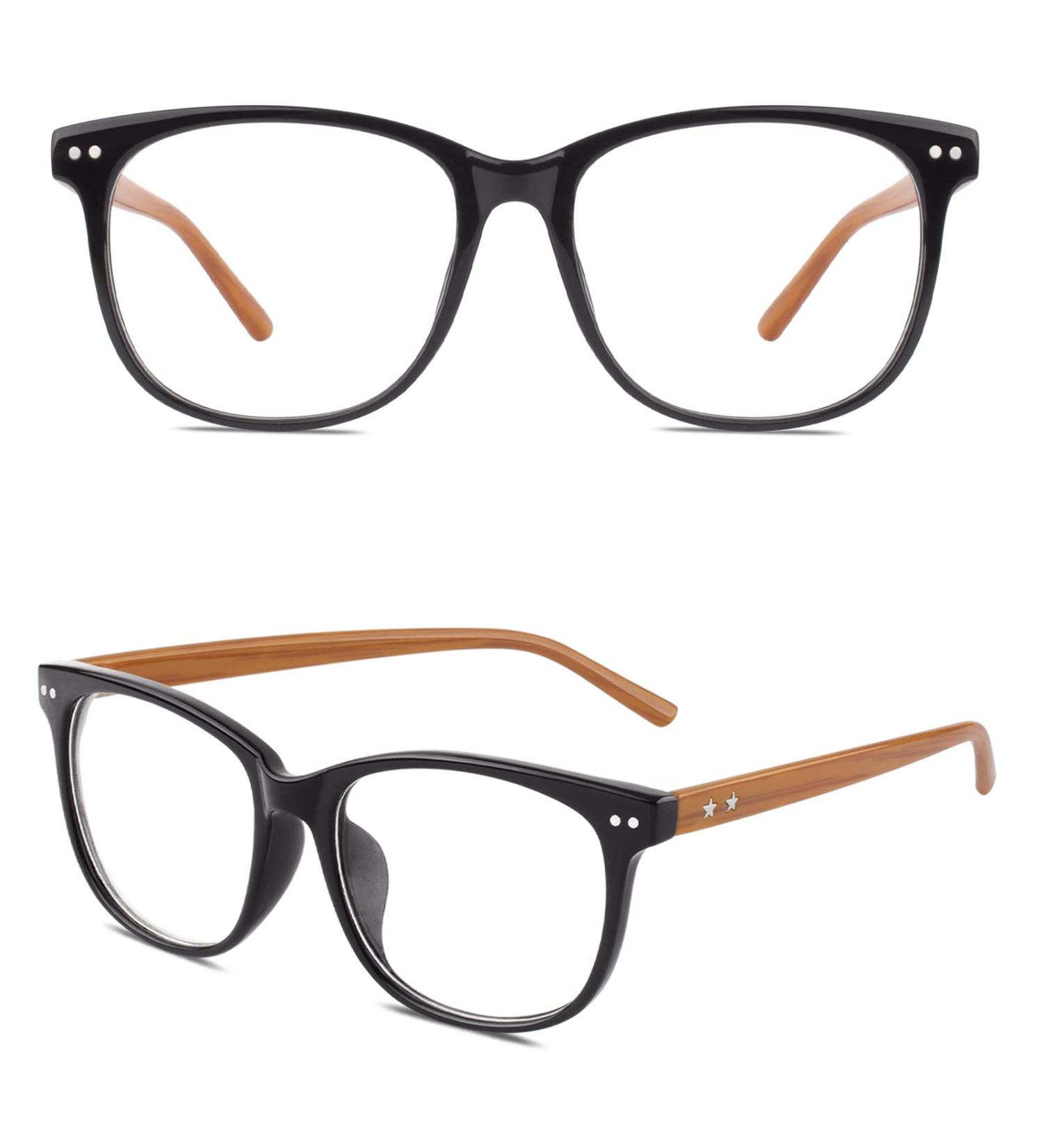 Shop GQUEEN Large Frame Horn Glasses - Stylish UV400 Fake Nerd Glasses for Men & Women - Black Brown - Buy Online on GoSupps.com