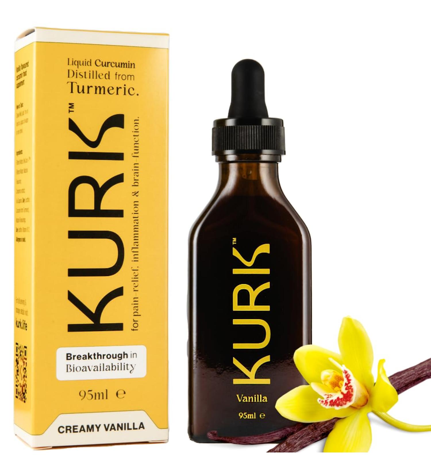 High Strength Liquid Curcumin Oil from Turmeric | Advanced Absorption Technology | 1000x More Absorbent Than Powders & Capsules | Naturally Reduce Inflammation. (Vanilla 95ml) Vanilla 95.00 ml (Pack of 1)