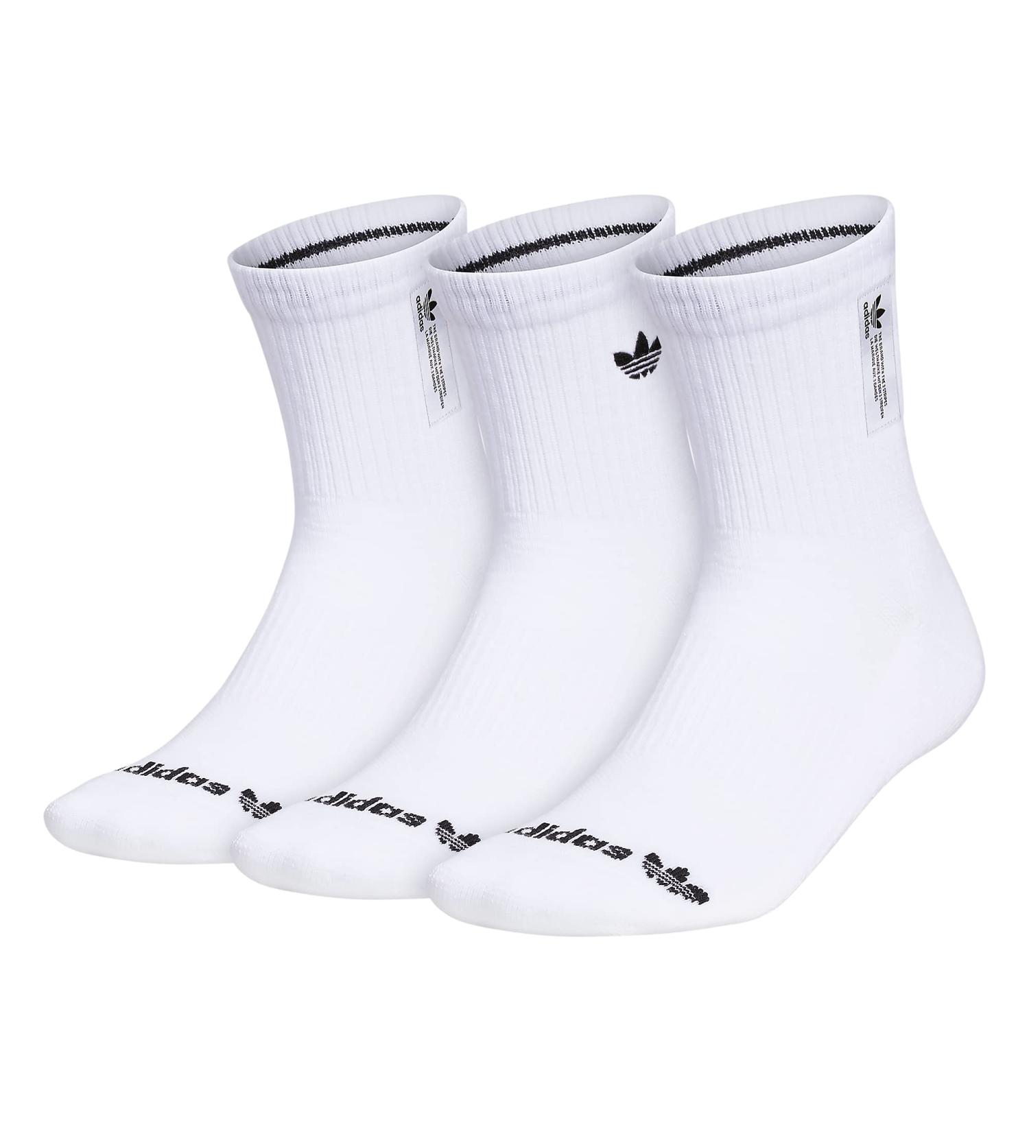 adidas Originals Men's 3.0 Mid-Crew Socks 3-Pack - White/Black - Large - Buy Online on GoSupps.com