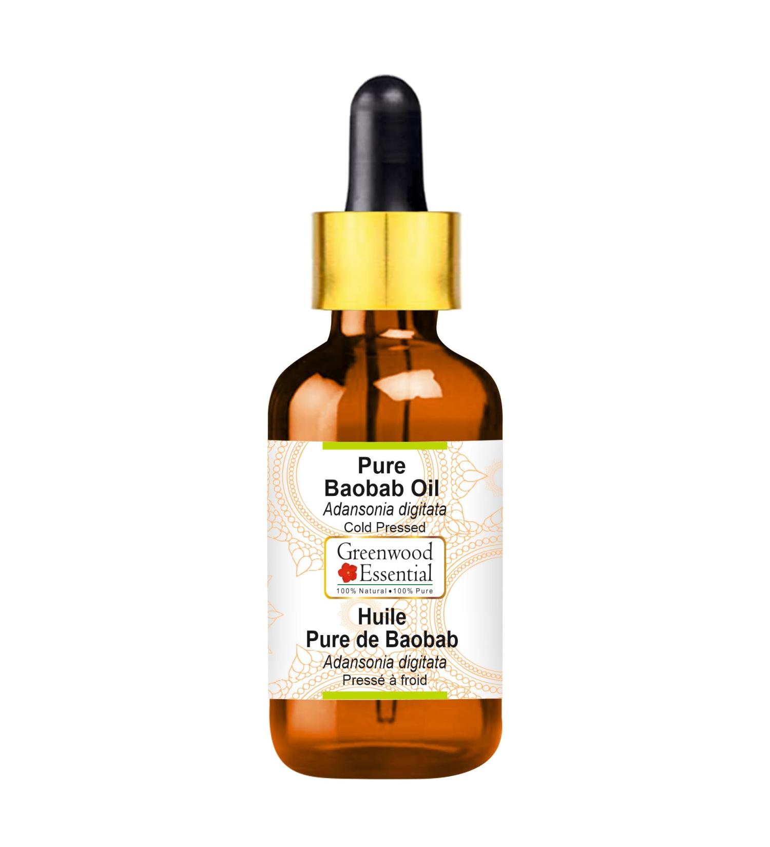 Greenwood Essential Natural Baobab Oil 15ml - Pure Therapeutic Cold-Pressed Oil with Glass Dropper - Buy Online on GoSupps.com