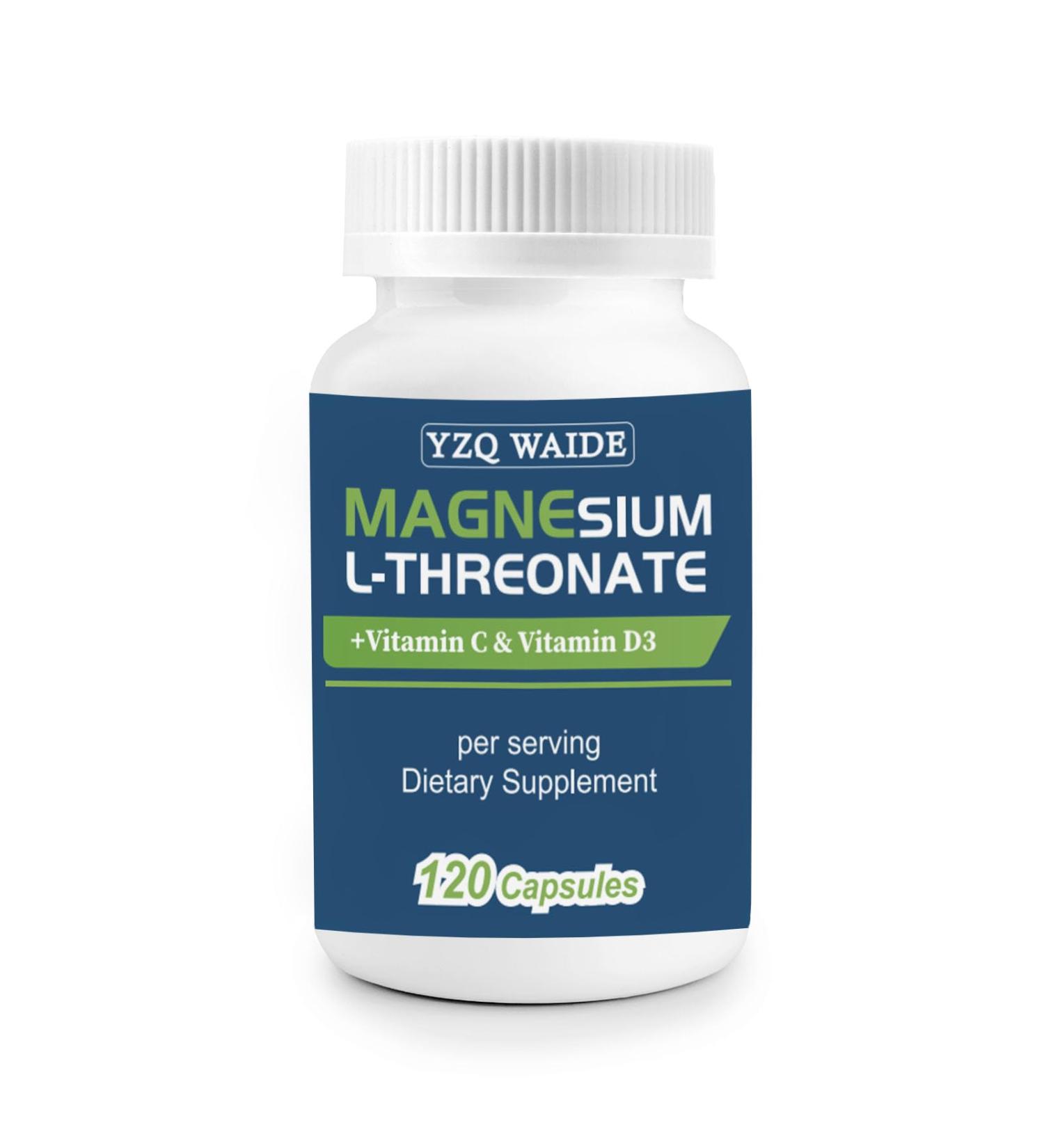 Magnesium L-Threonate Supplement 120 Capsules 2000 mg Magnesium Threonate with Vitamin C & D3 High Absorption Non-GMO (60 Days Supply) 120 Count (Pack of 1) - Buy Online on GoSupps.com