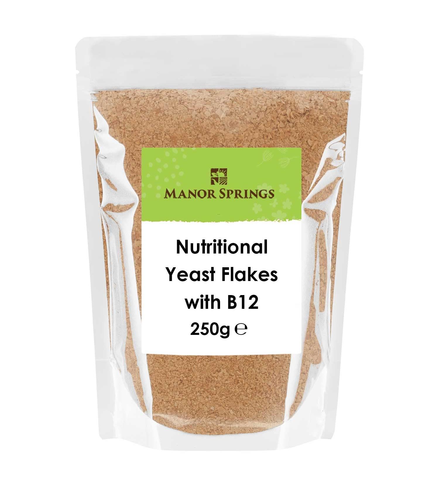 Nutritional Yeast Flakes with B12 250g Vegan Non-GMO by Manor Springs