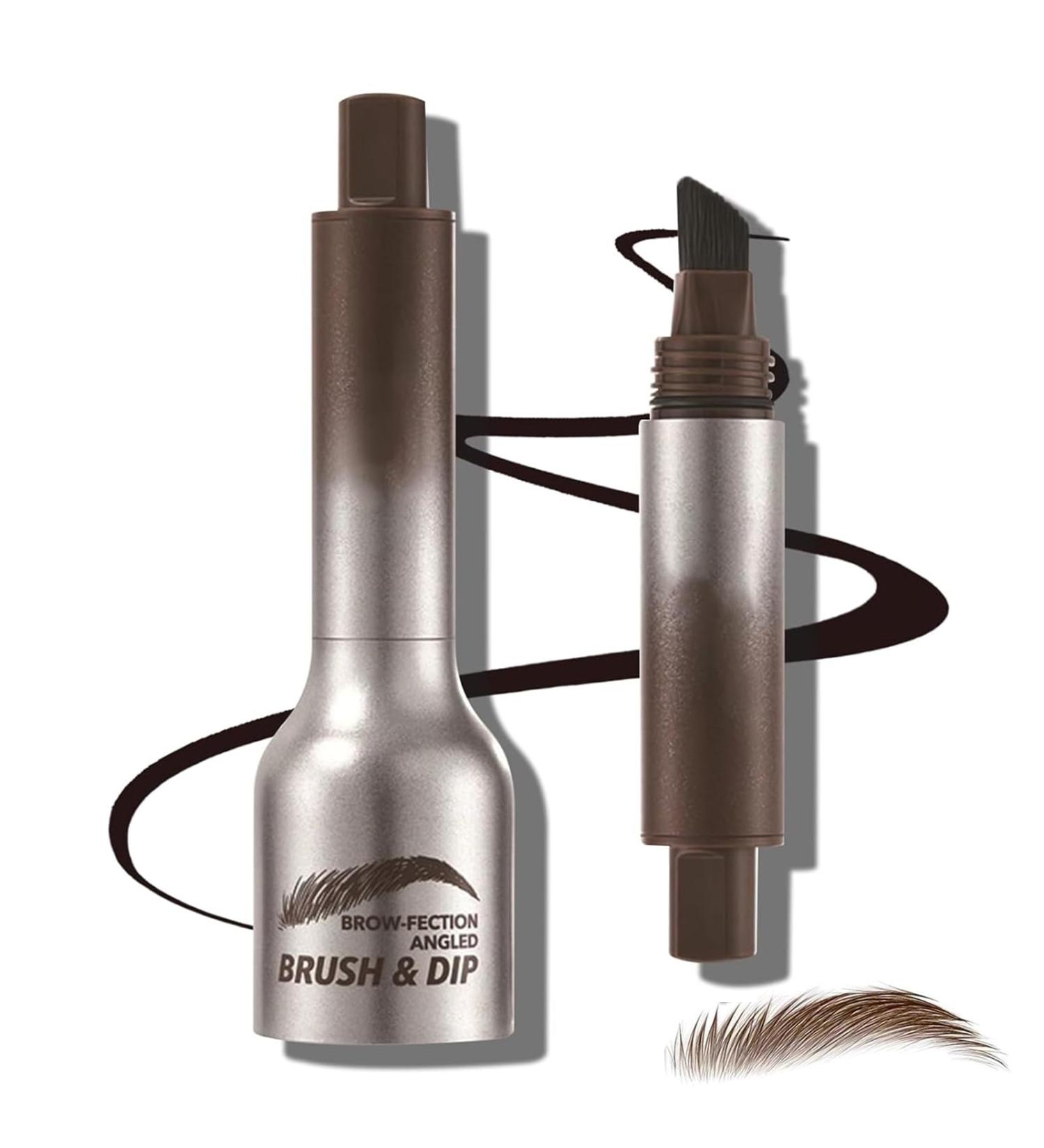 Liquid Eyebrow Brush & Gel Pencil - Long Lasting Waterproof Smudge Proof Natural Look - Chocolate - Buy Online on GoSupps.com