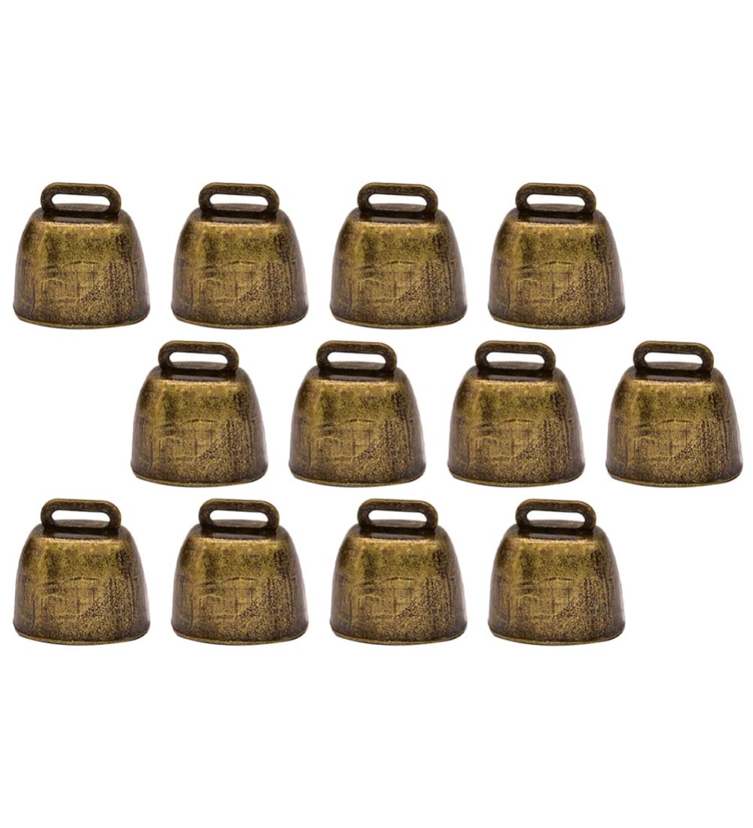 Xmas Bells 12pcs Cattle Farm Animal Copper Cow Horse Sheep Grazing Metal Copper Bells Small Brass Bells Cattle Goat Farm Loud Bronze Bell Pet Collar Hanging Bell - Buy Online on GoSupps.com