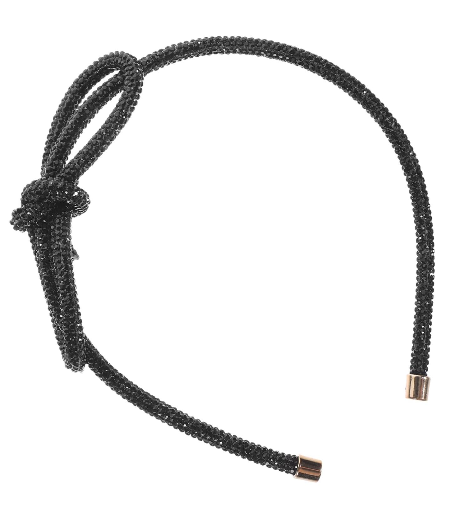 FRCOLOR Crystal Rhinestone Headbands Jeweled headbands Weave Narrow Hair Bands with Bow Fashion Headband Double Rows Sparkly Beaded Hair Hoops with Teeth Non Slip Hair Hoop for Women Girls Black - Buy Online on GoSupps.com