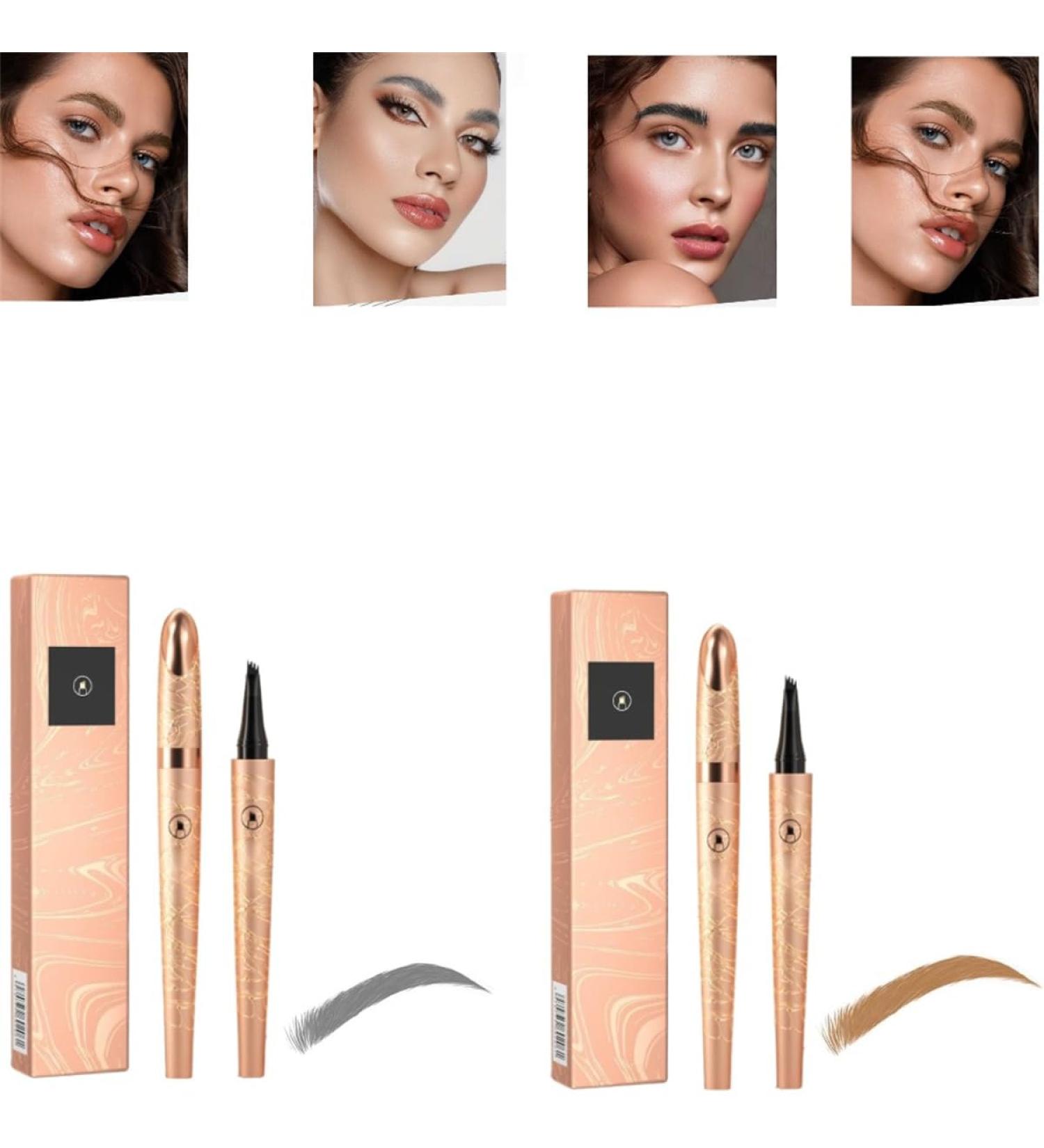 2024 New Magic Eyebrow Pencil 3D Waterproof Microblading Eyebrow Pen 4-Tipped Precise Natural Brows Eyebrow Pen Makeup Fine Stroke Eyebrow Pencil Creates Natural (Light Brown+Gray) - Buy Online on GoSupps.com