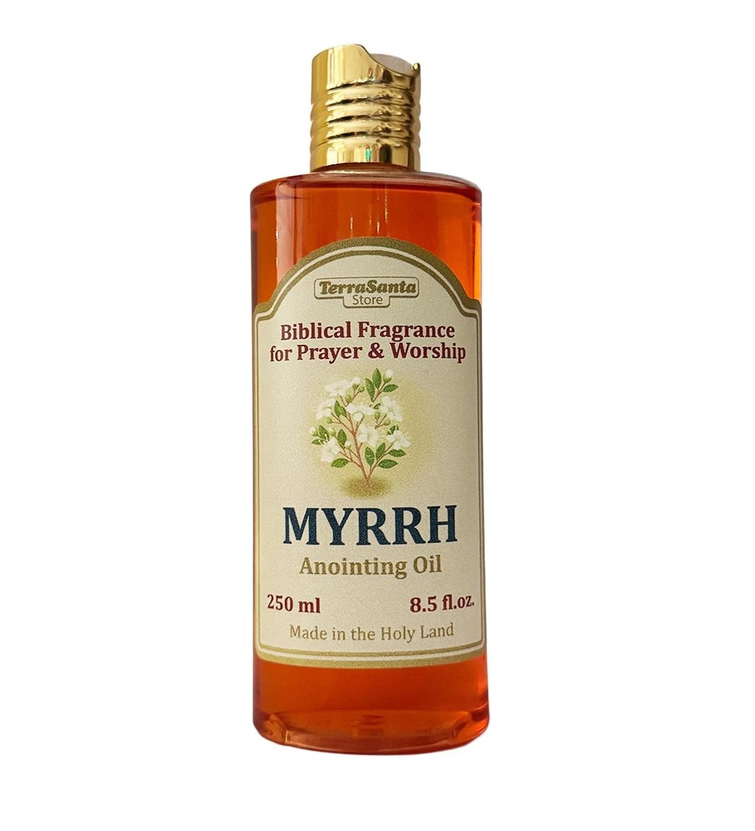Myrrh Anointing Oil Large Bottle from Israel Holy Land Essential Oil for Christian Prayer Worship & Church Blessings Mirra Scented Biblical Fragrance | 8.5fl.oz - 250ml