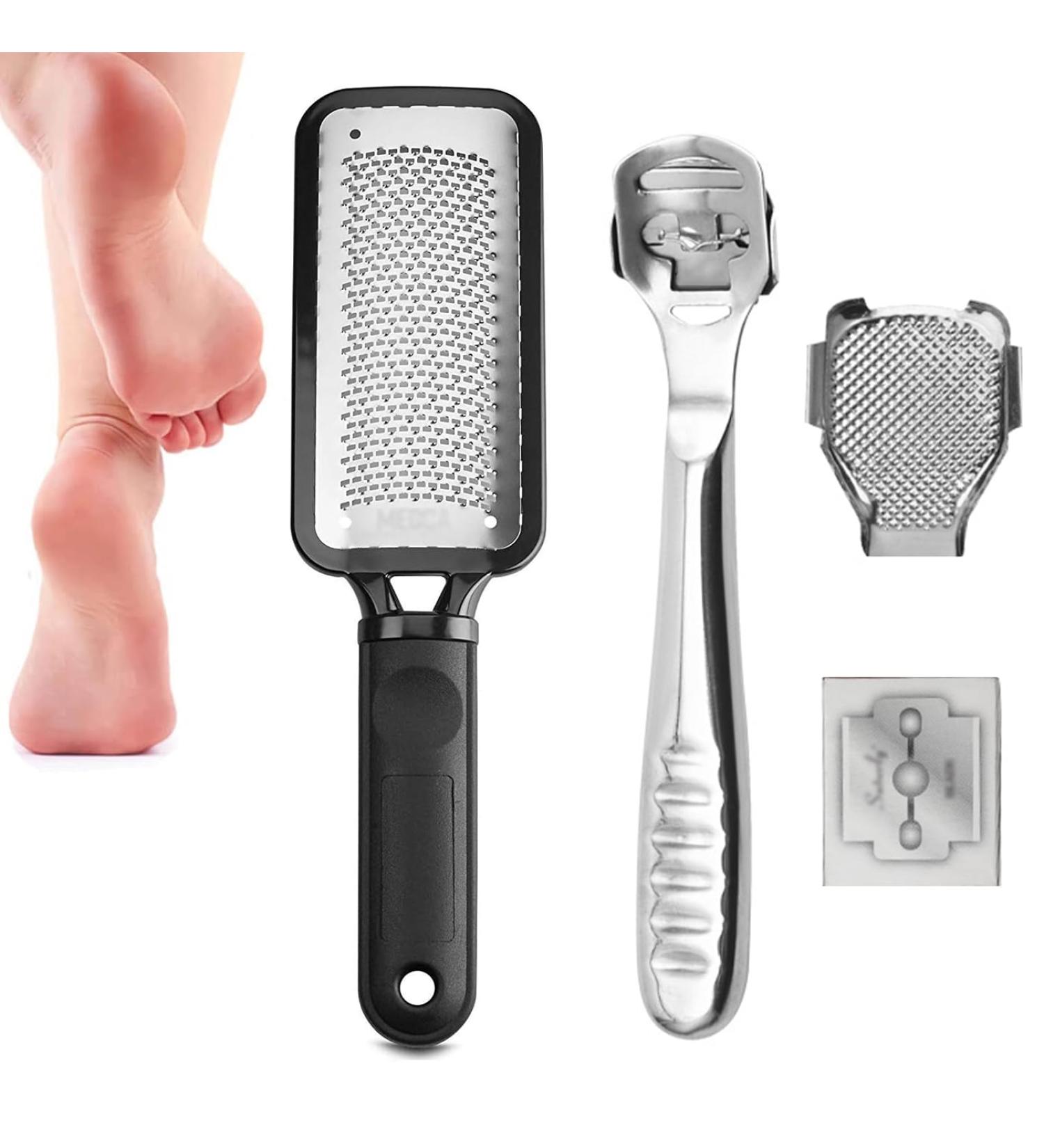 GWAWG Professional Pedicure Foot Stainless Steel Scrubber for Hard Skin 2 in 1 Double Sided Foot Care Tools to Remove Dry and Dead Skin - Buy Online on GoSupps.com
