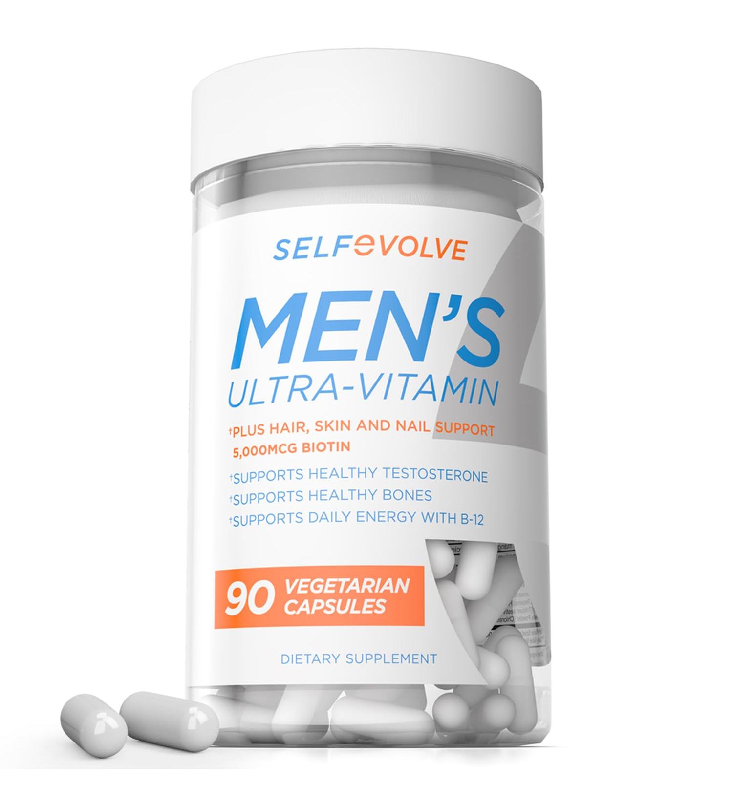 selfevolve Men's Ultra-Vitamin Multivitamin - A Comprehensive Blend of Essential Nutrients with Elderberry Vitamin C Zinc and Vitamin D in 90 Vegetarian Capsules for a Convenient 30-Day Supply - Buy Online on GoSupps.com